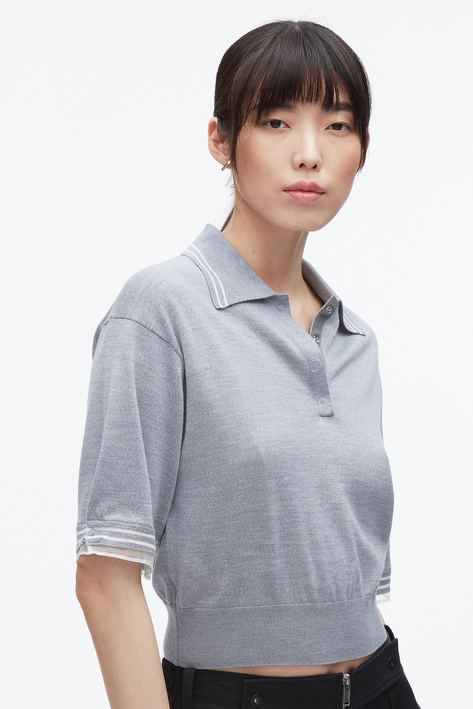 Cropped Polo with Organza - Image 6