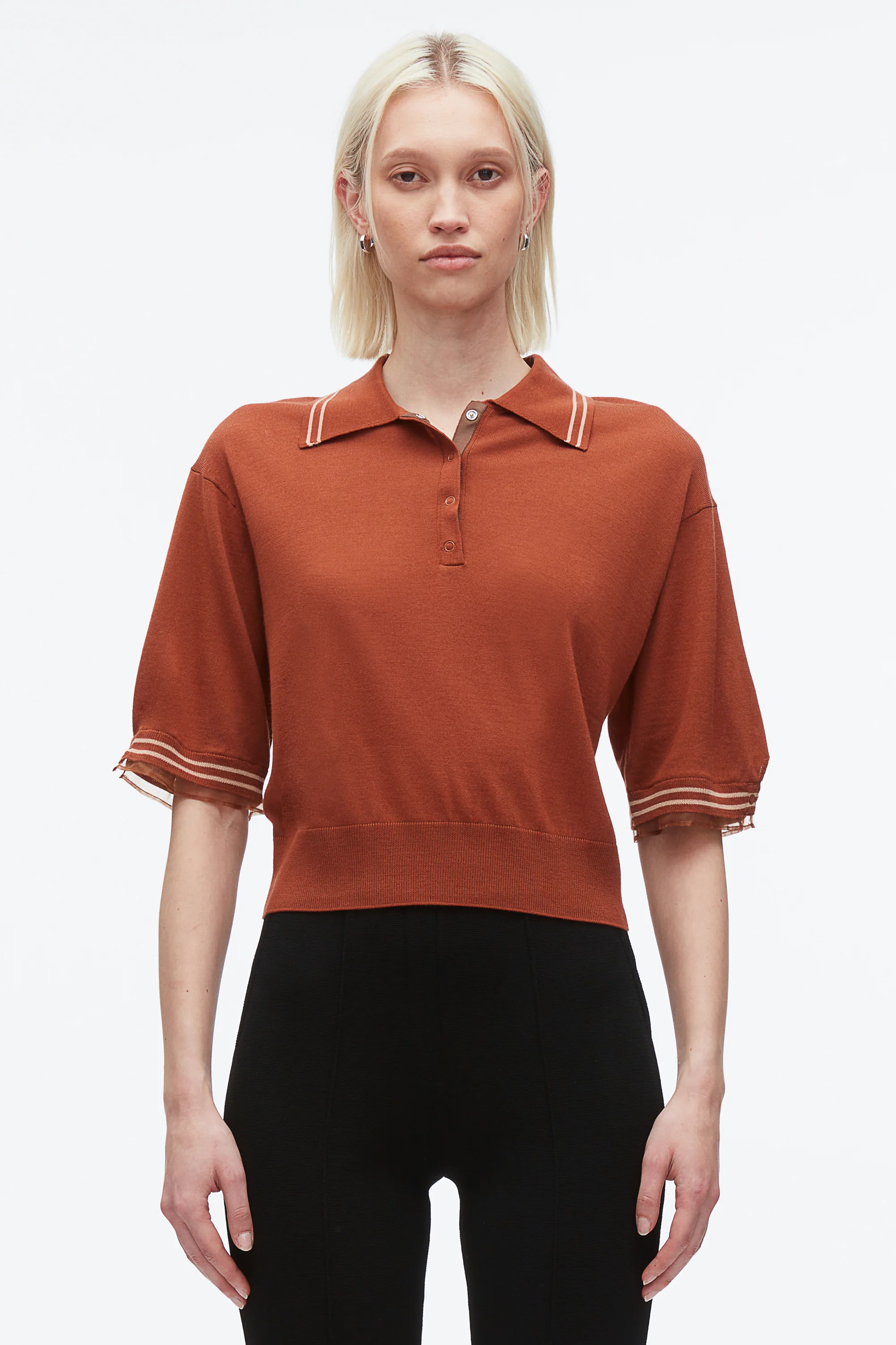 Cropped Polo with Organza - Image 16