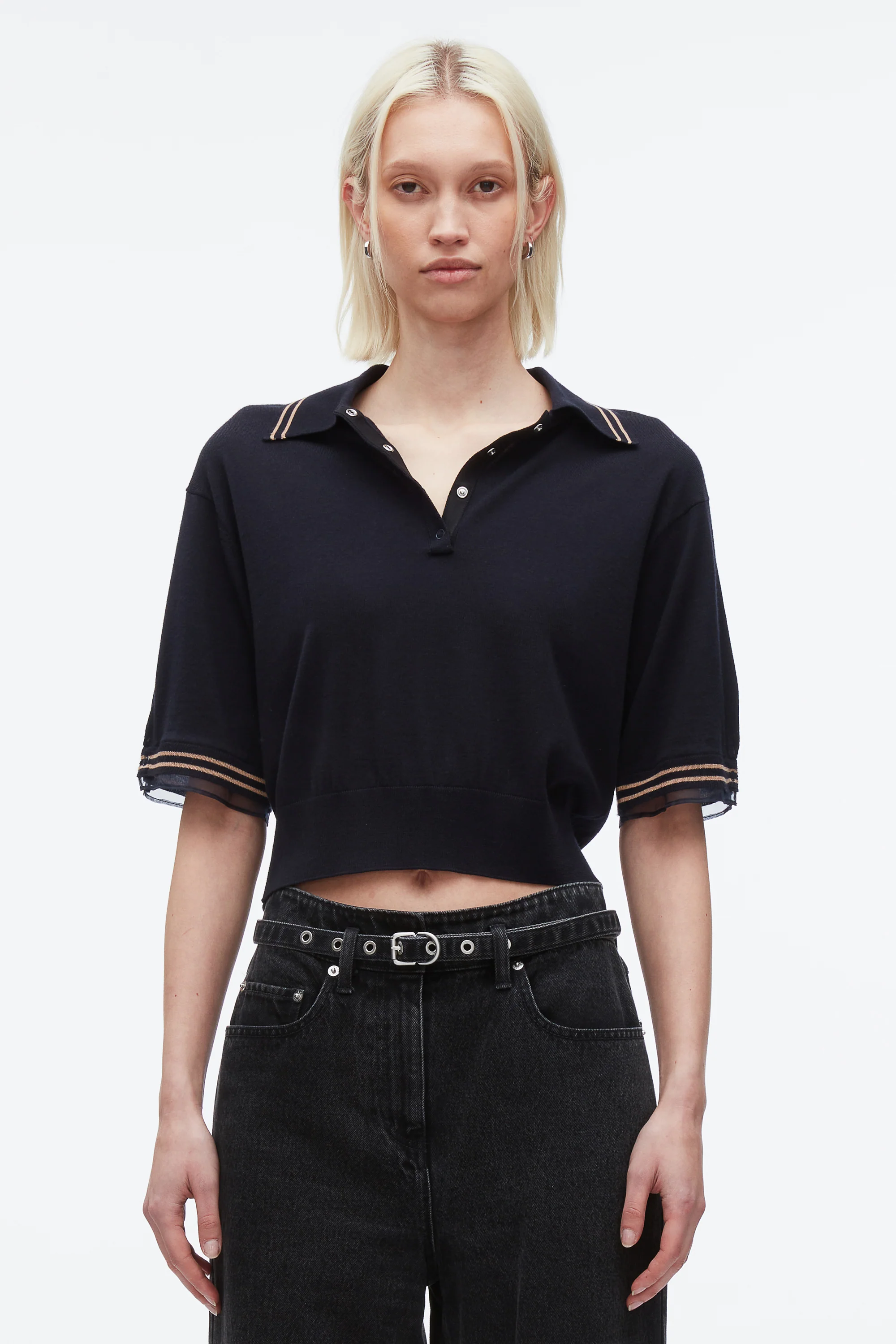 Cropped Polo with Organza - Image 9