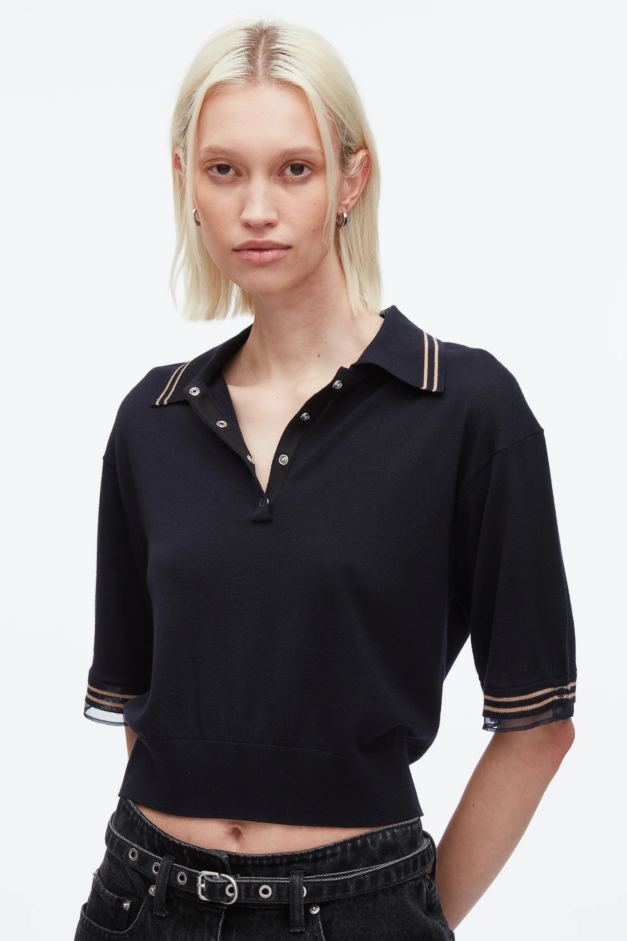 Cropped Polo with Organza - Image 12