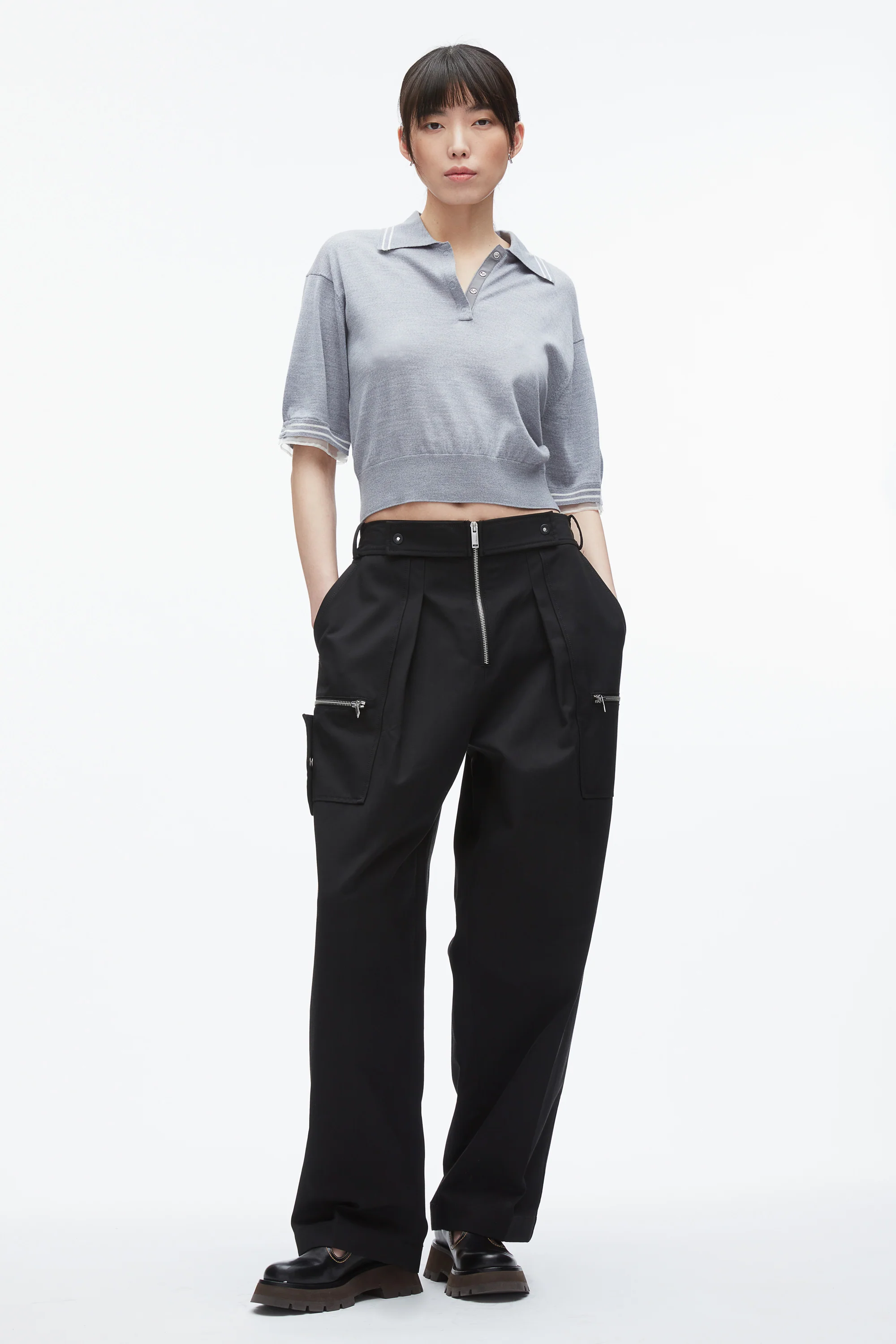 Cropped Polo with Organza