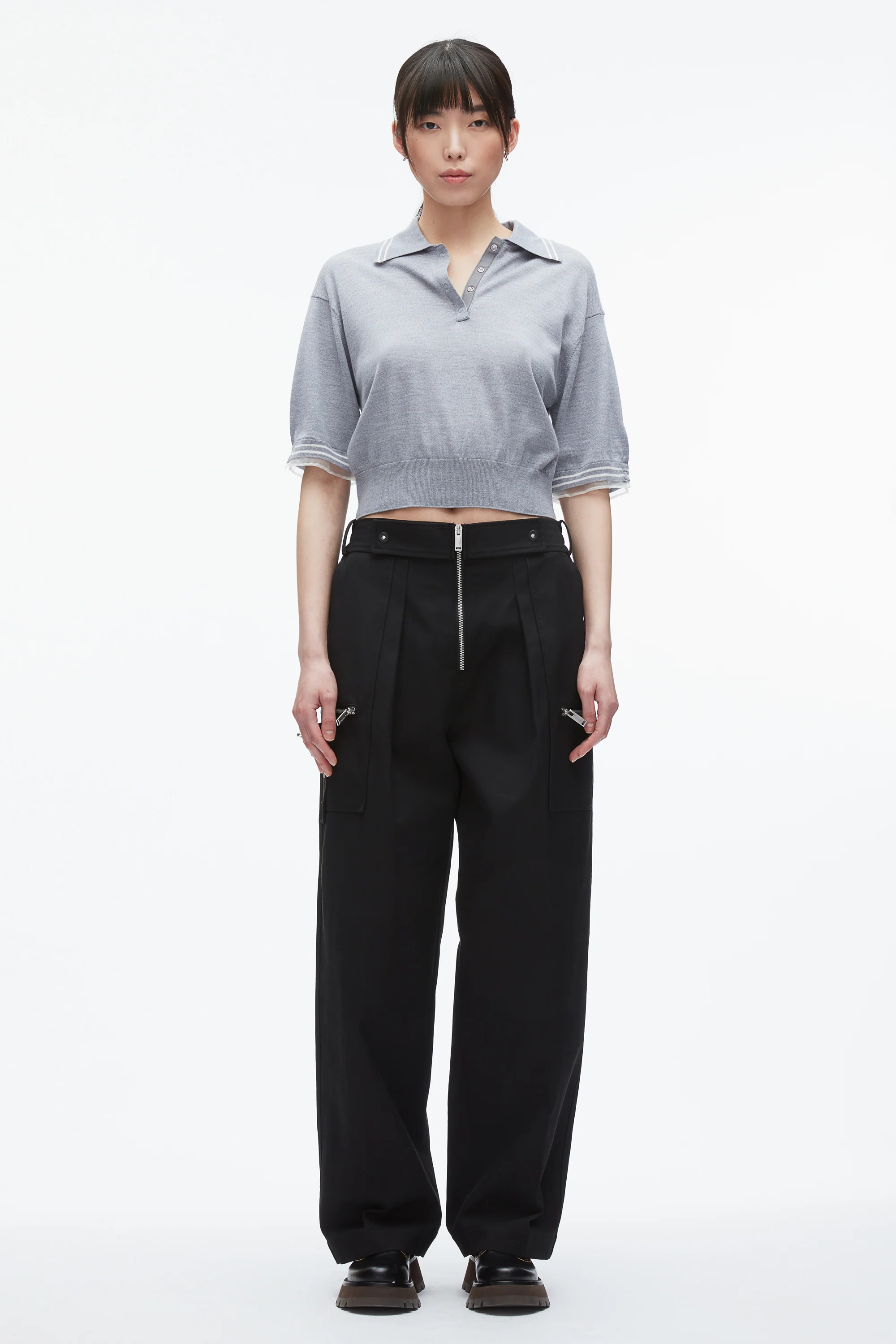 Cropped Polo with Organza - Image 2