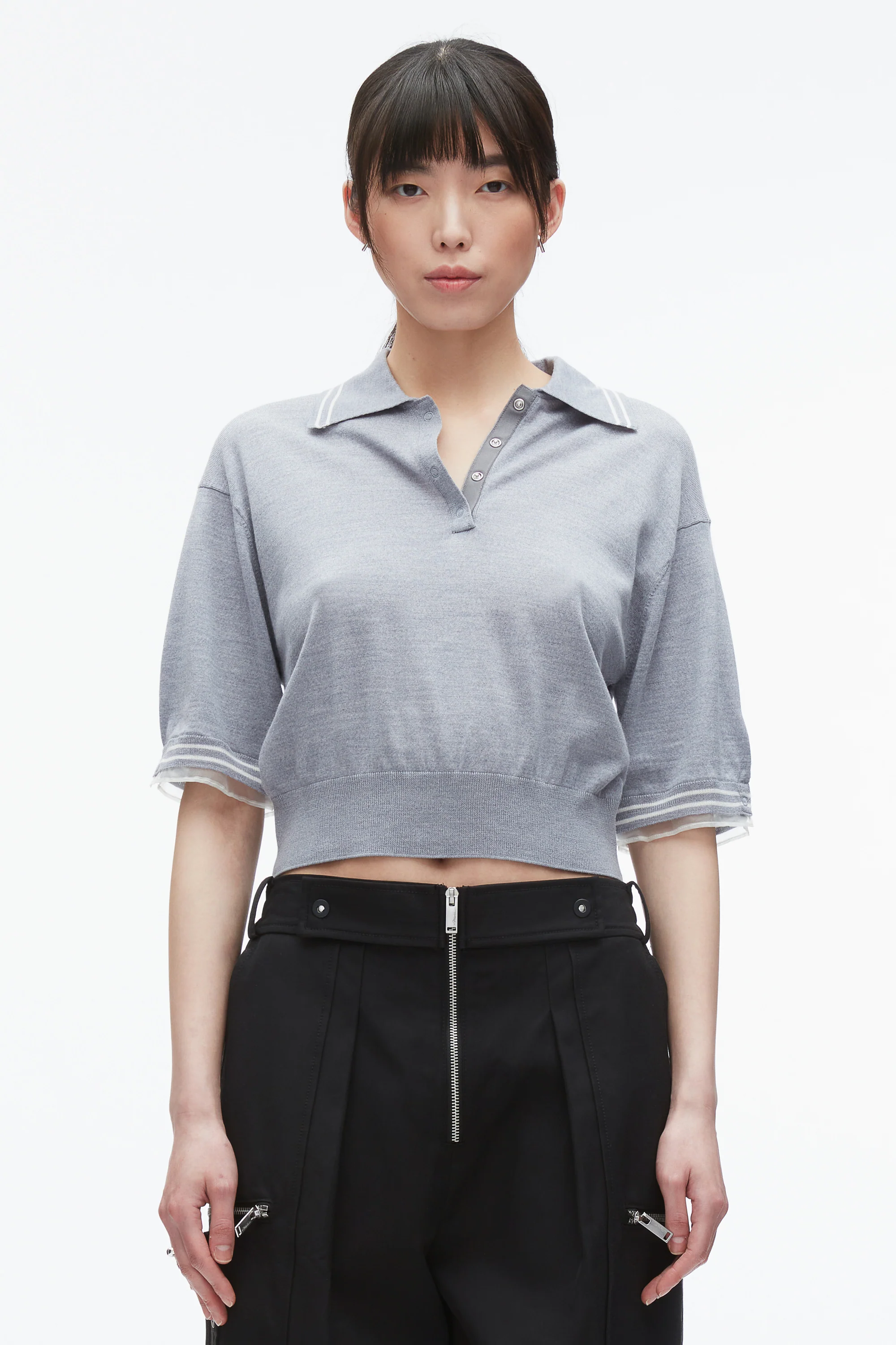 Cropped Polo with Organza - Image 3