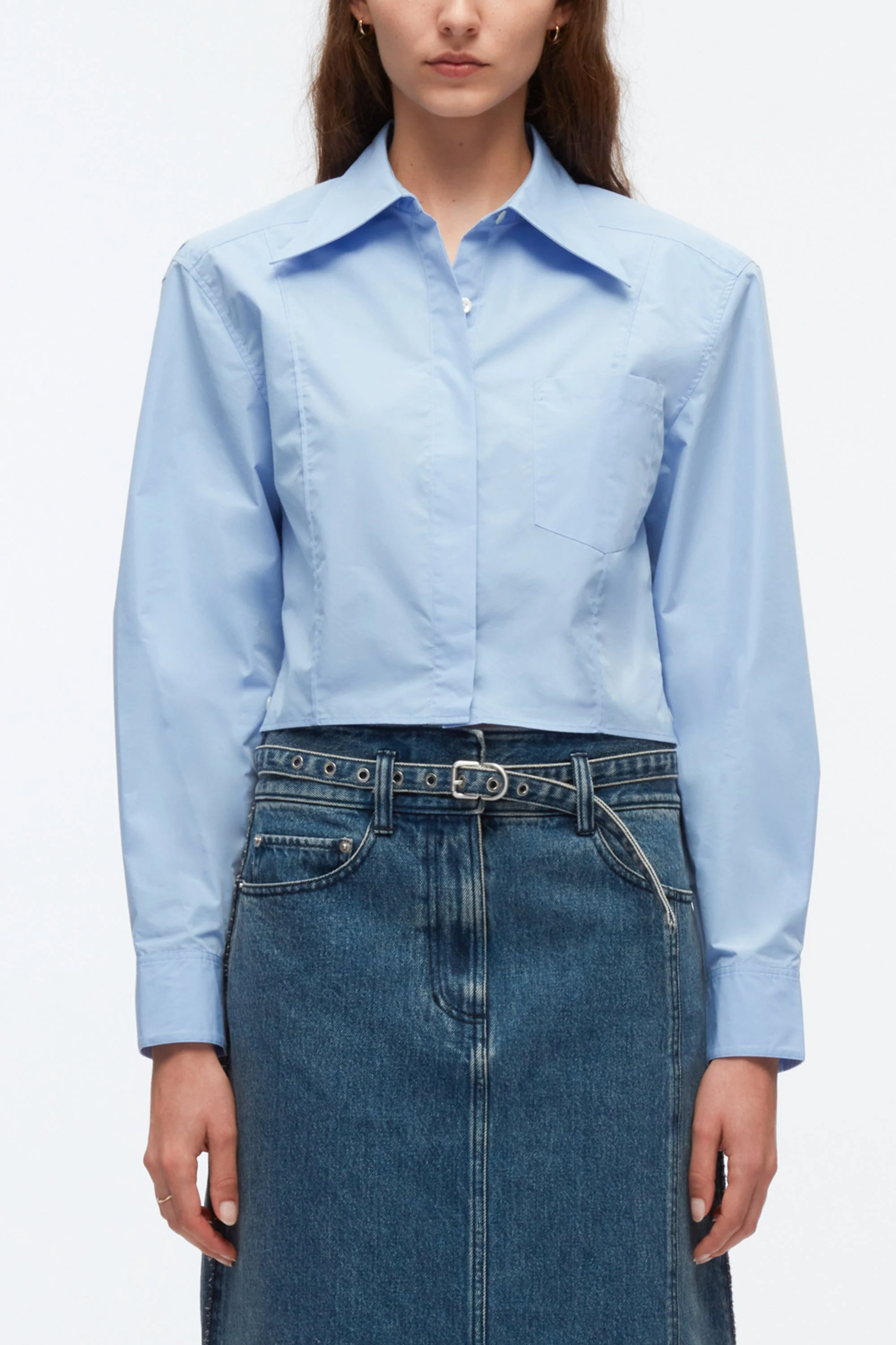 Cropped Shirt With Shoulder Pads - Image 13