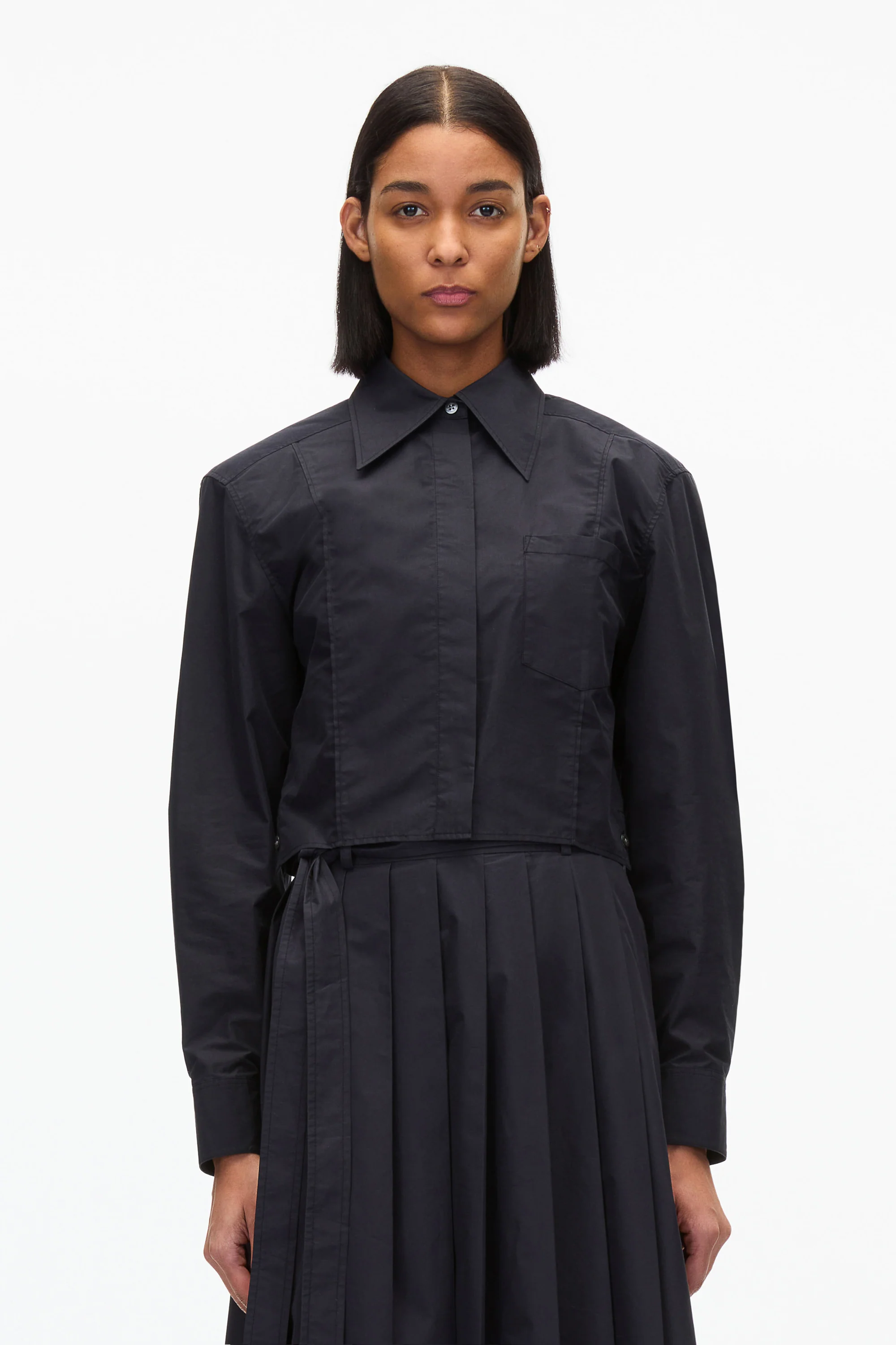 Cropped Shirt With Shoulder Pads - Image 8