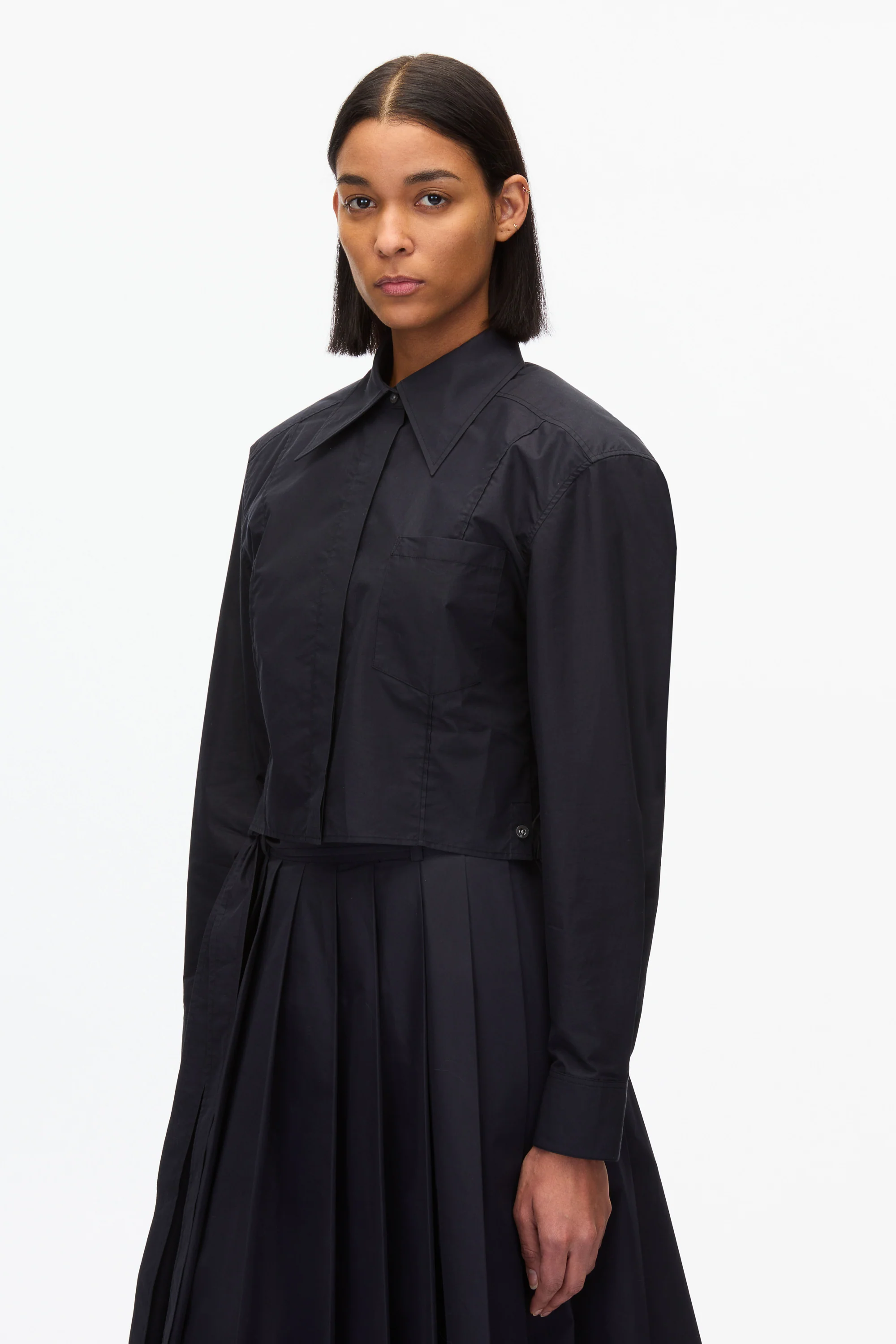 Cropped Shirt With Shoulder Pads - Image 11