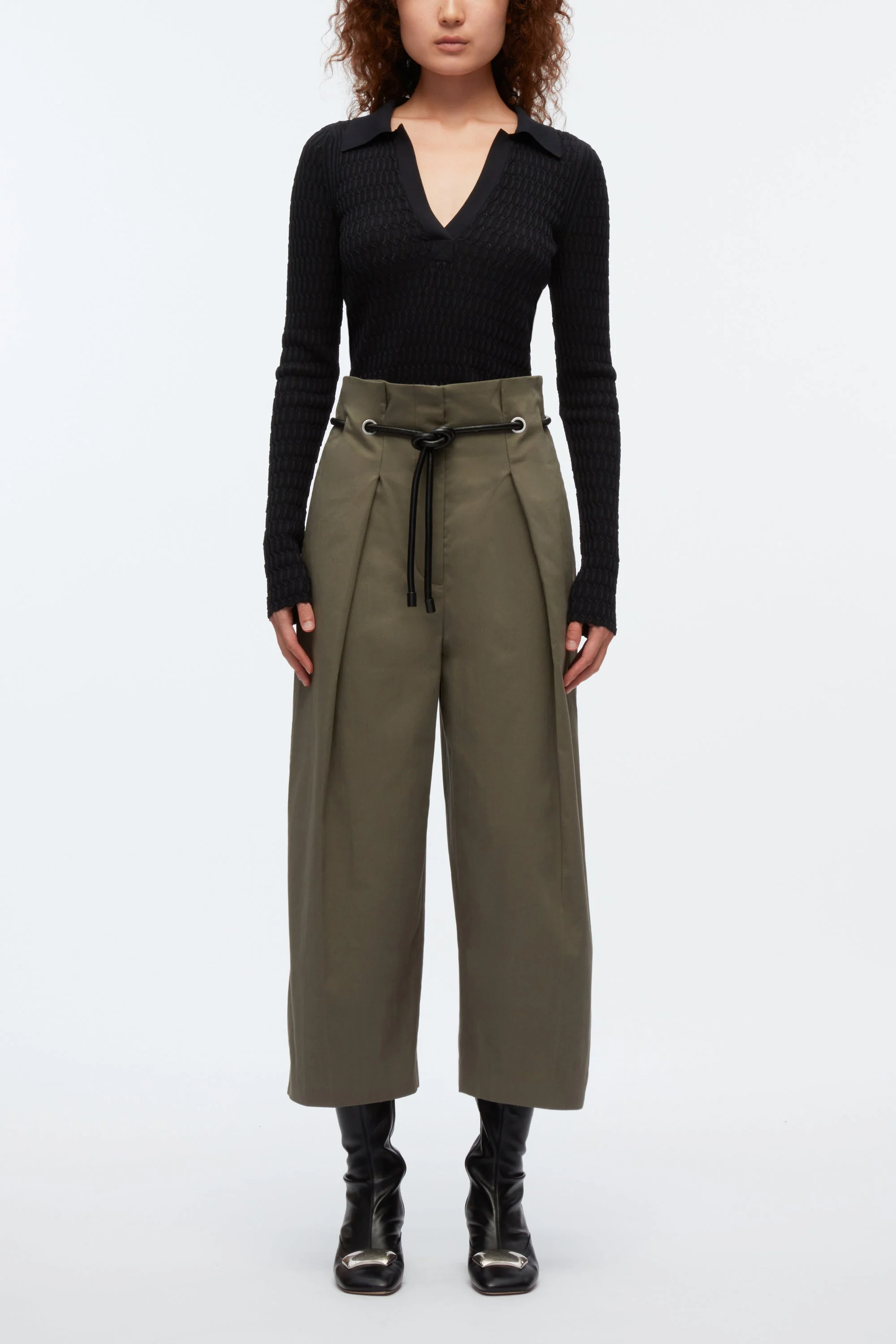 Cropped Wide Leg Origami Trousers - Image 7