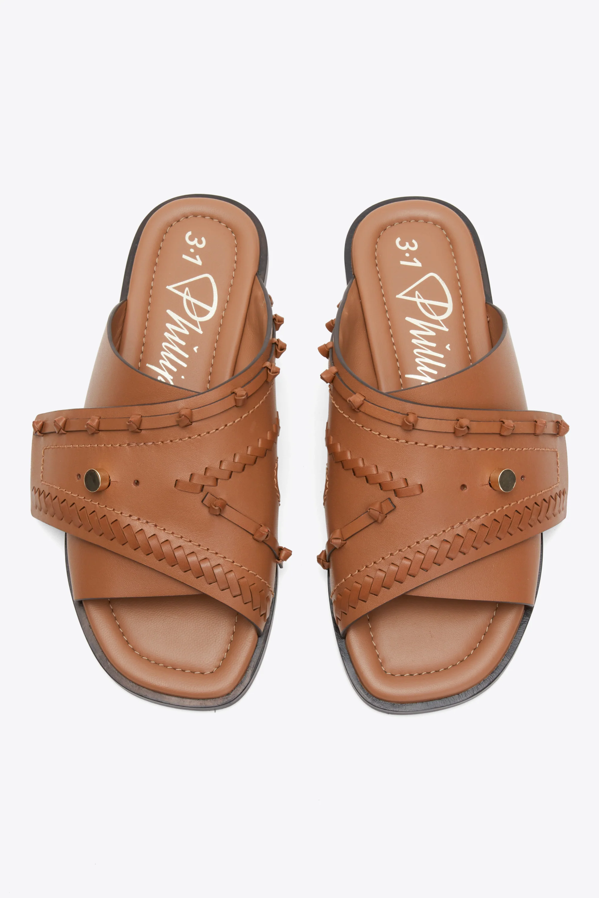 Crossover Slide Sandal with Leather Craft - Image 4