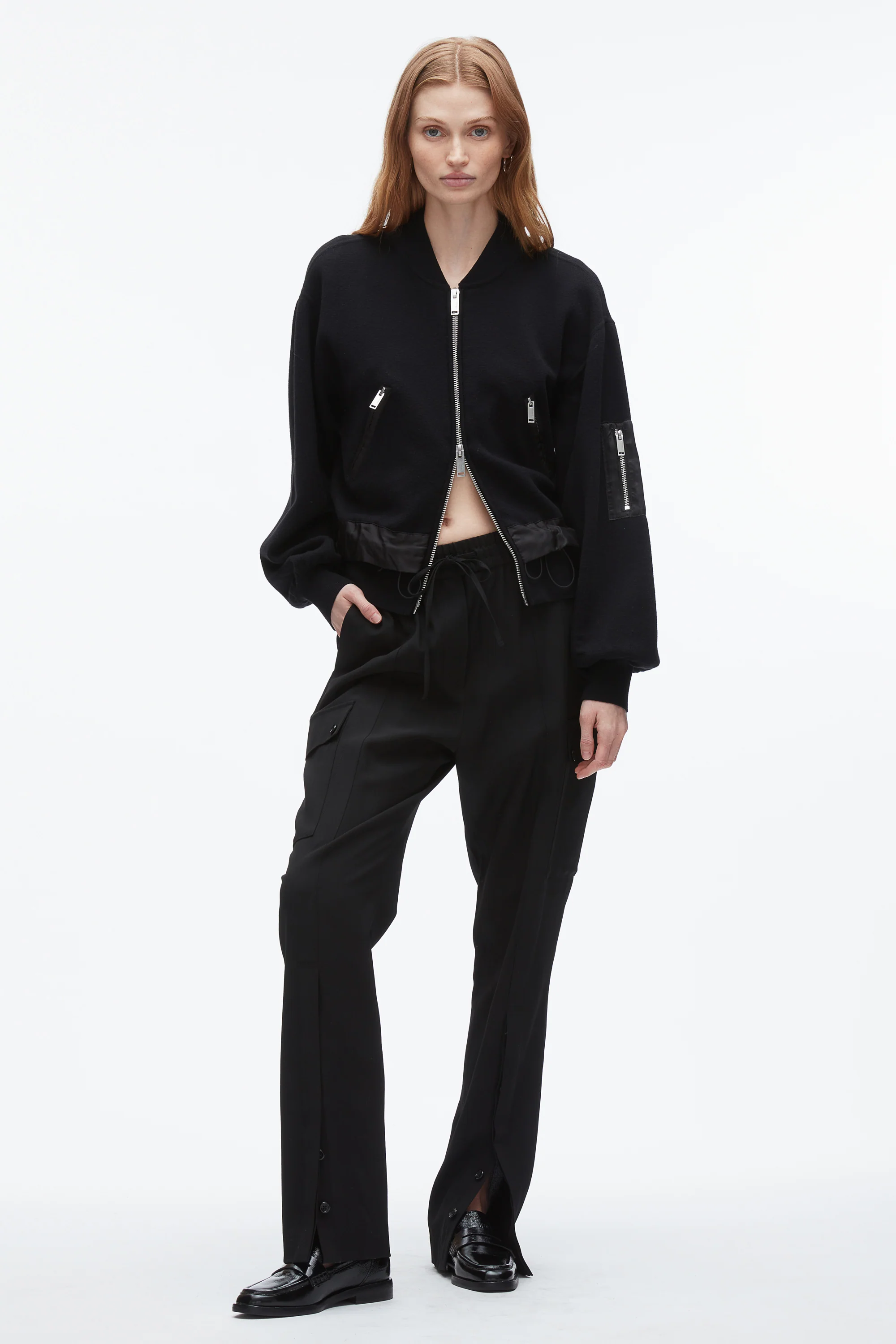 Knit Layered Bomber Jacket - Image 2