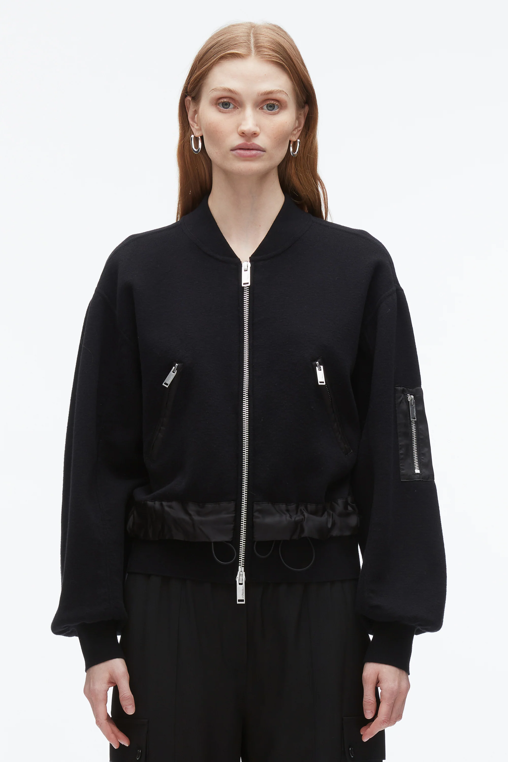 Knit Layered Bomber Jacket - Image 3