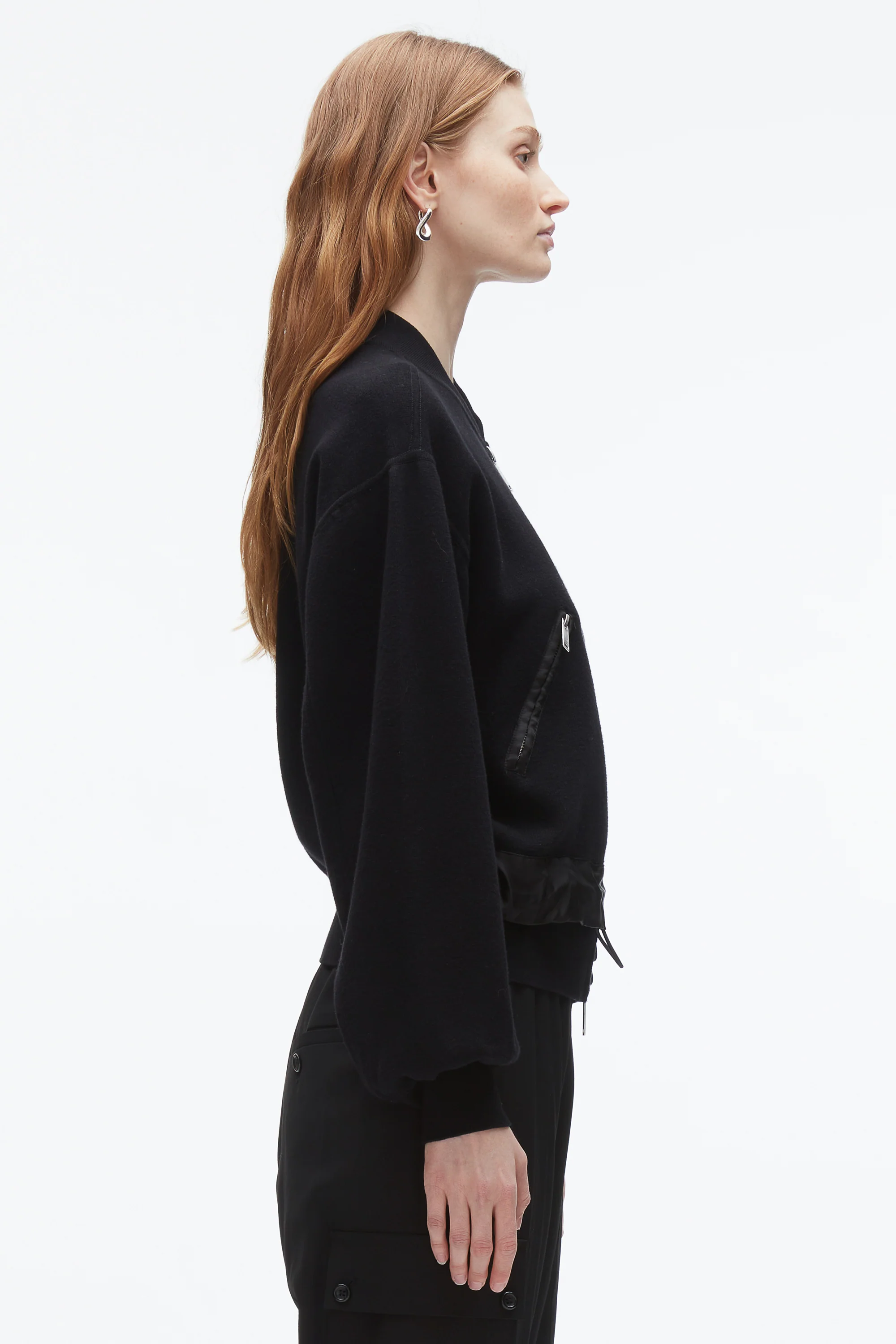 Knit Layered Bomber Jacket - Image 4