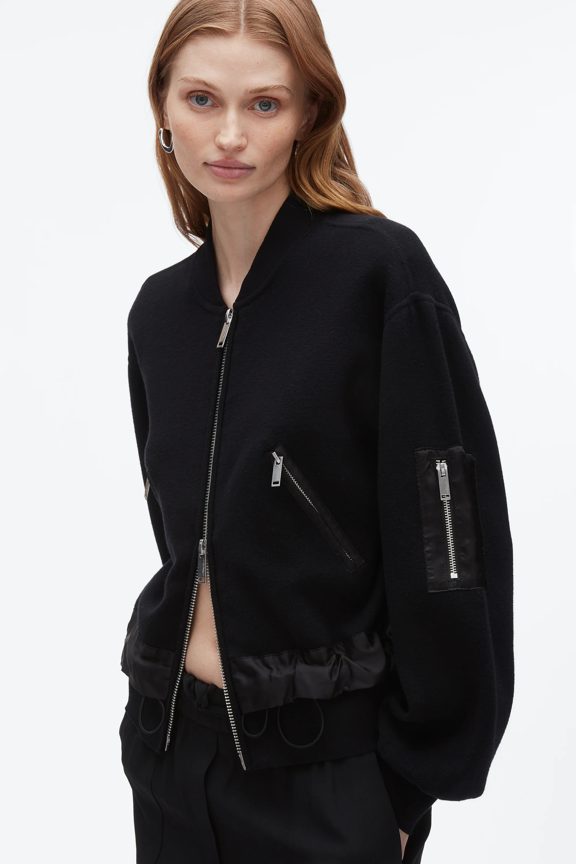 Knit Layered Bomber Jacket - Image 6