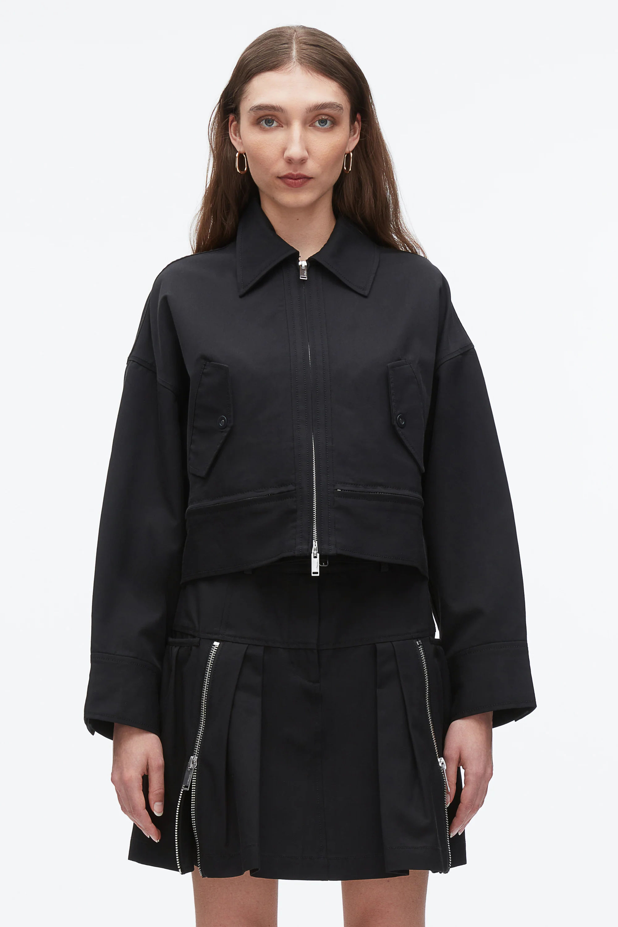 Double Zip Cropped Utility Jacket - Image 10