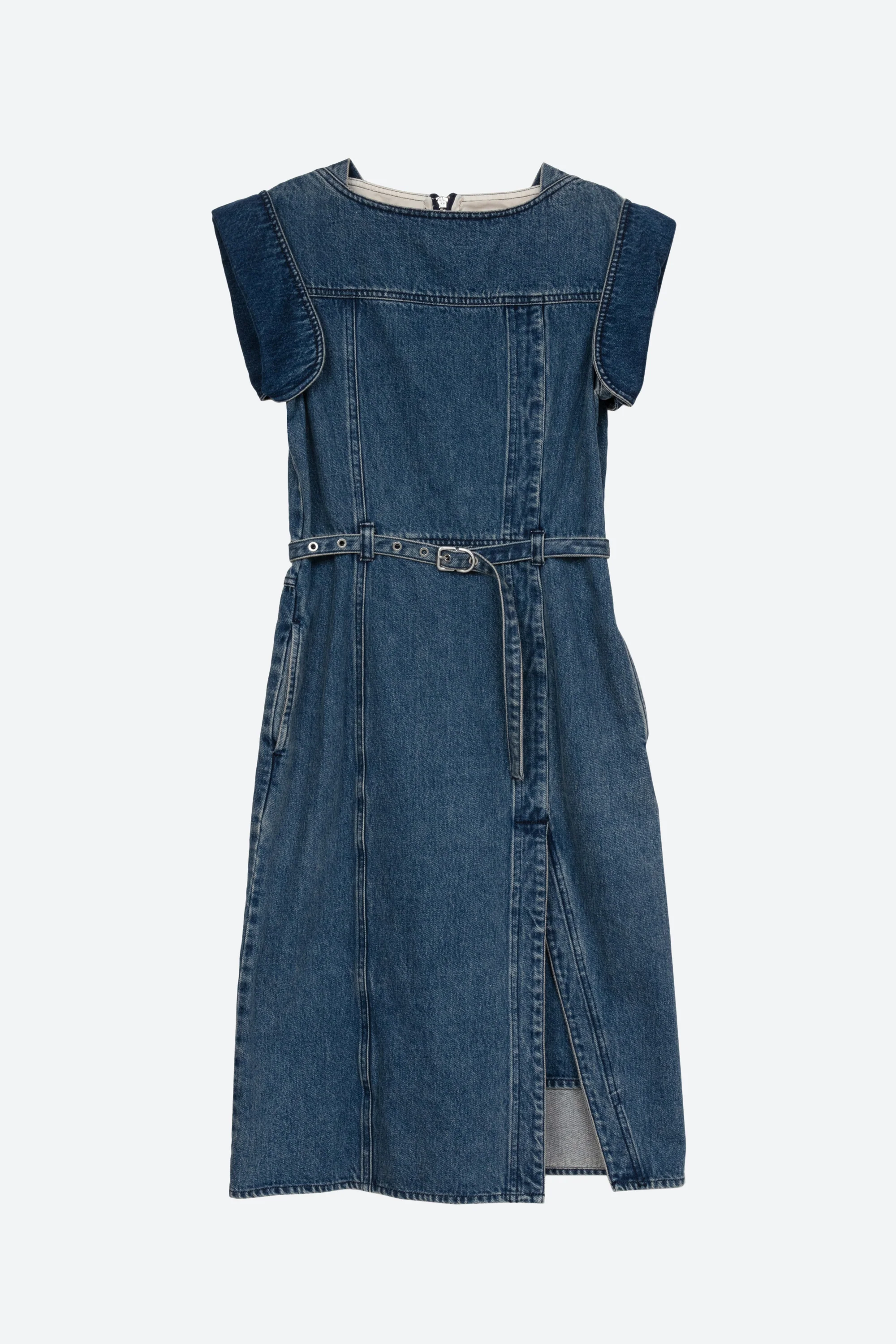 Deconstructed Belted Denim Dress - Image 5