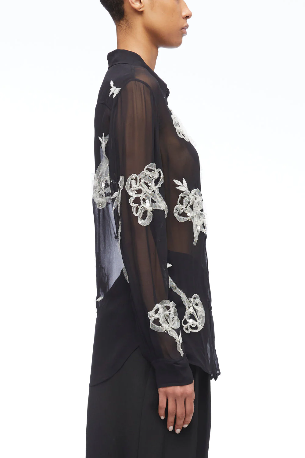 Deconstructed Floral Chiffon Shirt - Image 3