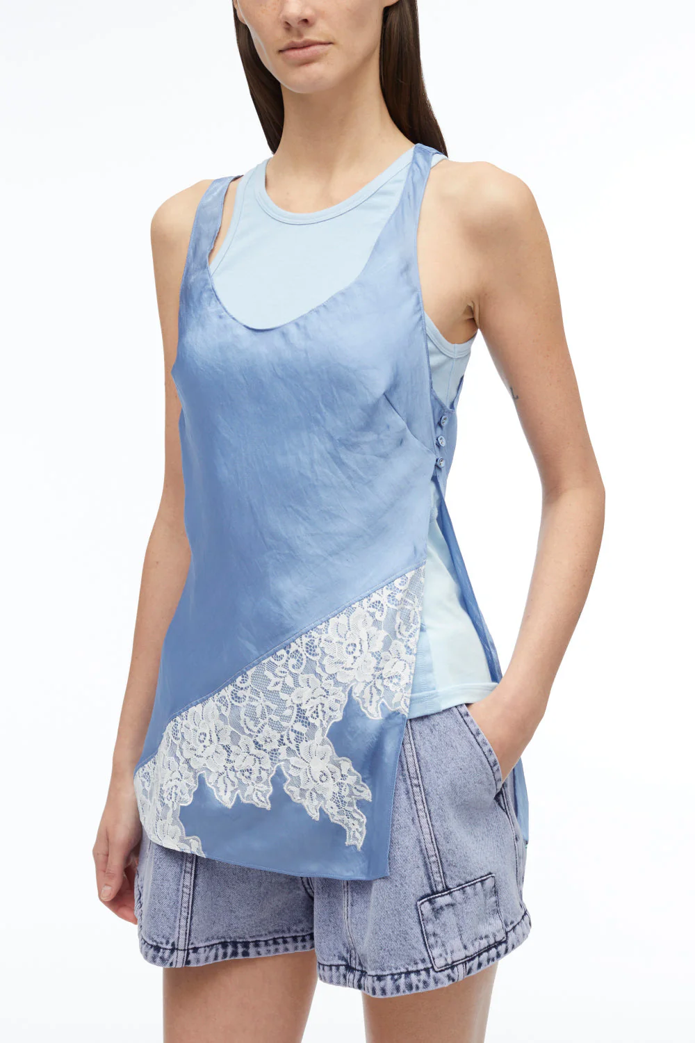 Deconstructed Jersey Tunic With Lace - Image 2