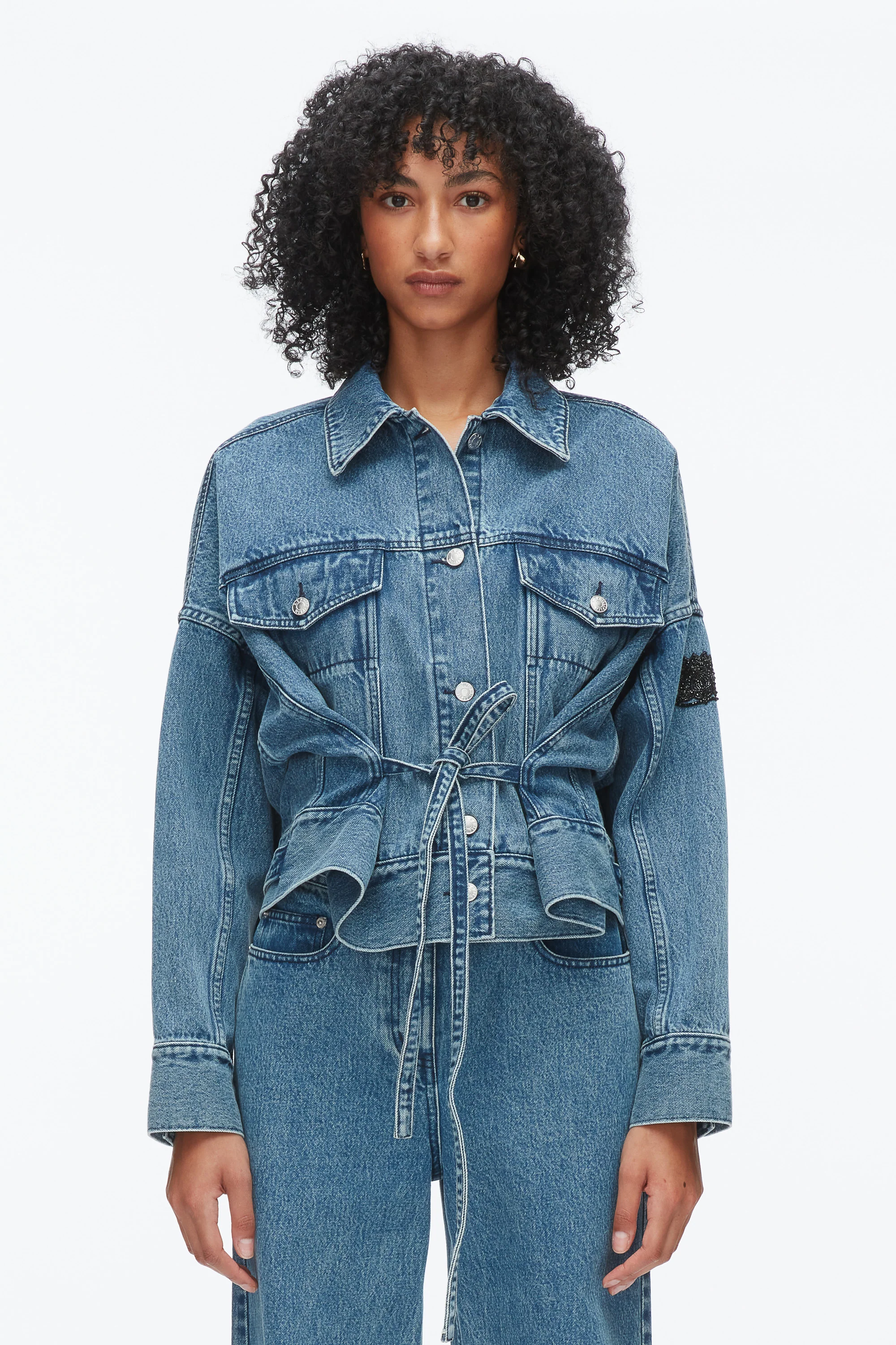 Blooming Lotus Denim Boxy Jacket - Image 3