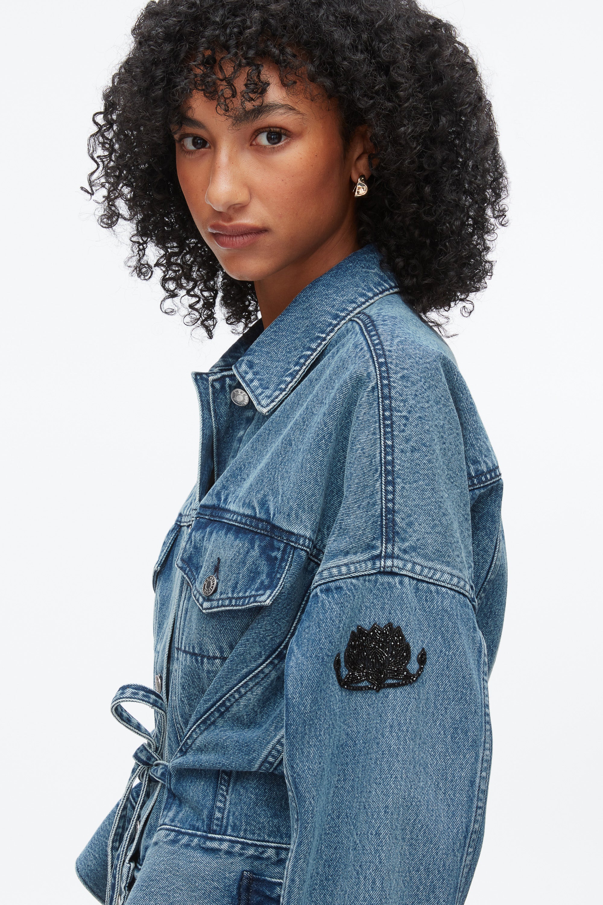Blooming Lotus Denim Boxy Jacket - Image 5