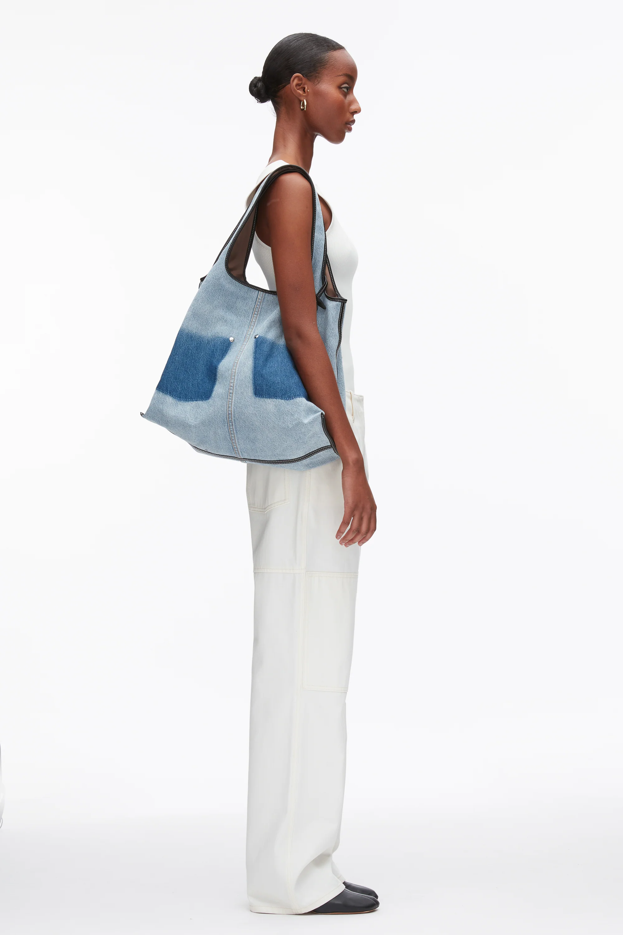 Denim Ghost Patch Market Tote - Image 5