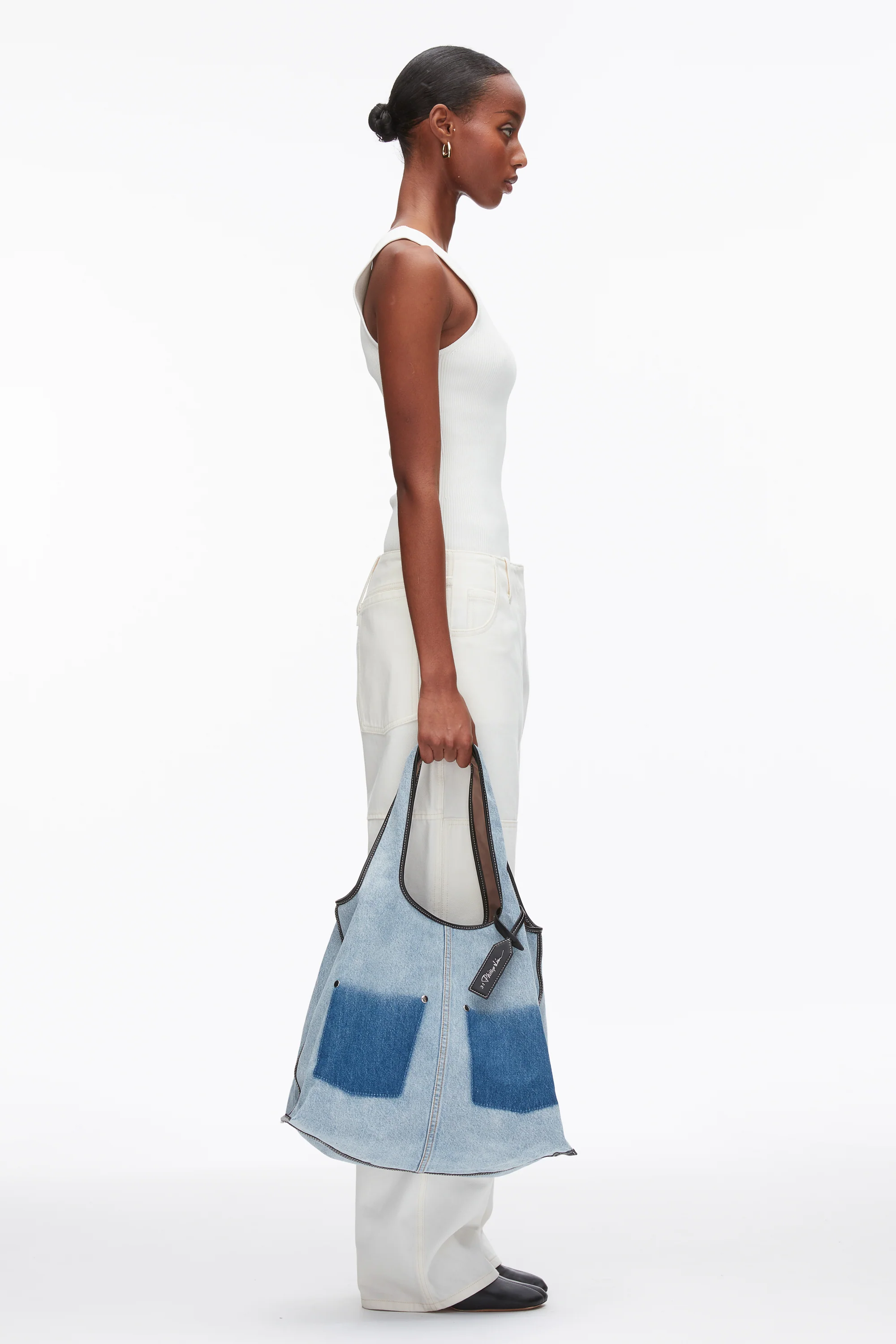Denim Ghost Patch Market Tote - Image 6