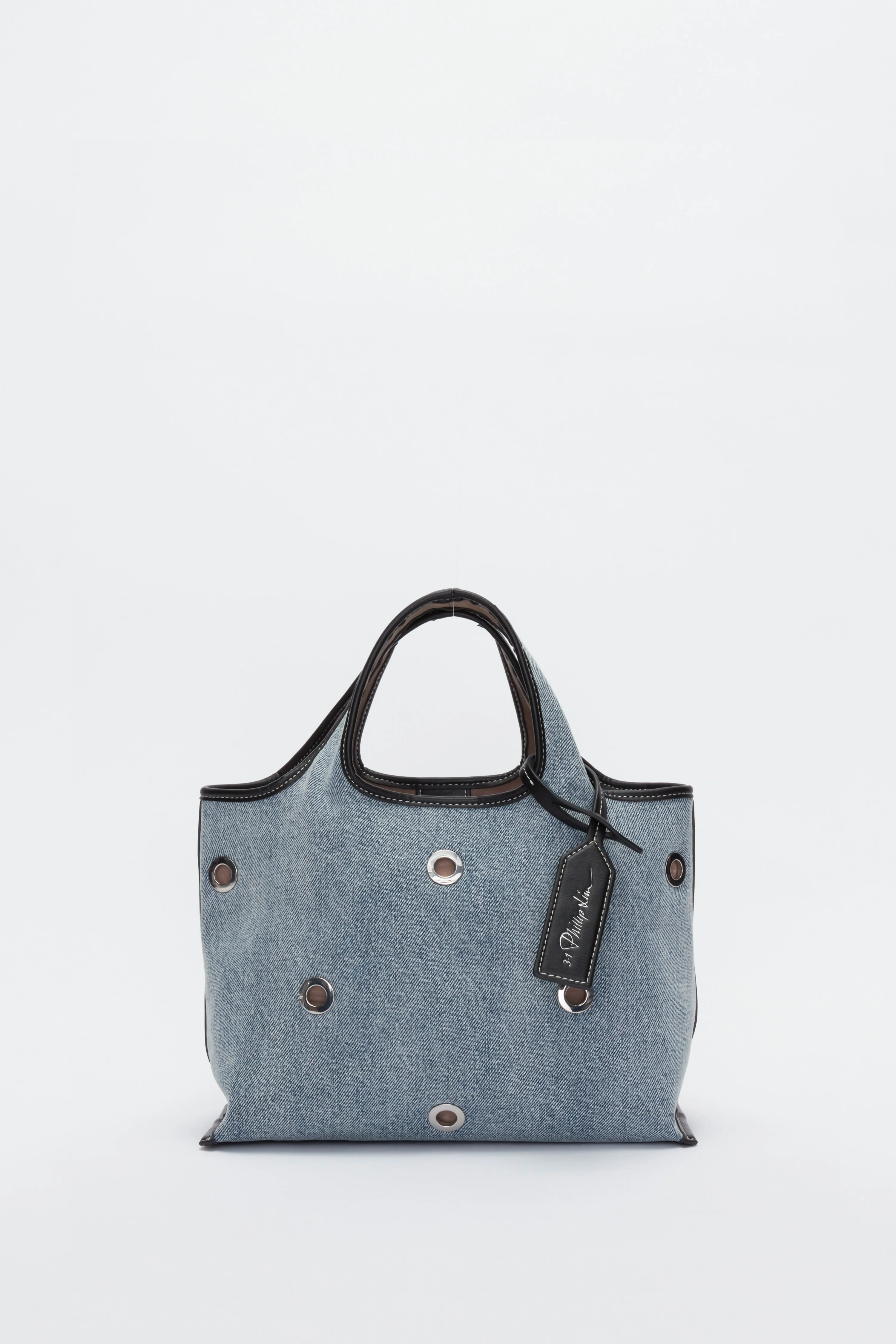 Denim Mini Market Tote with Grommets