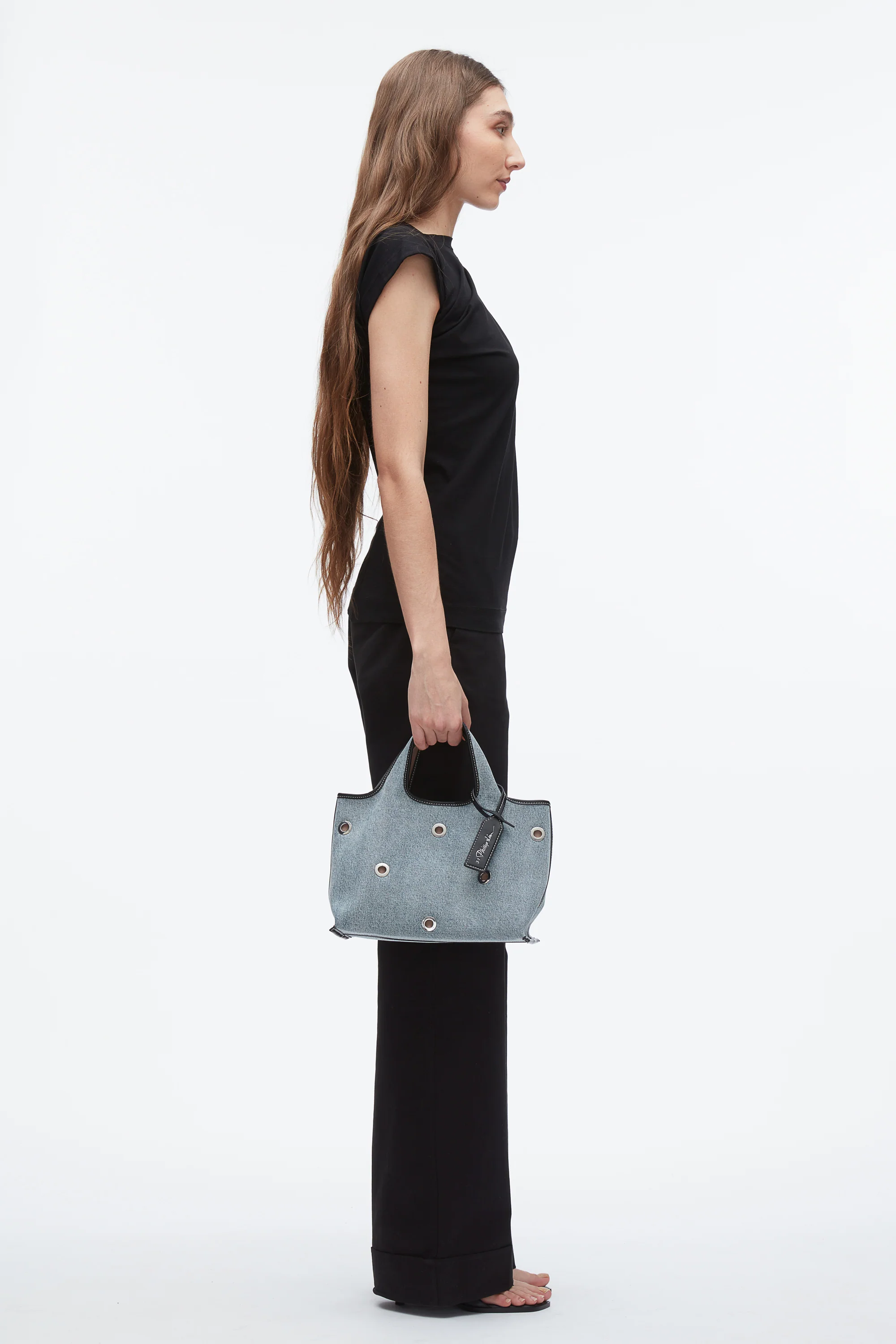 Denim Mini Market Tote with Grommets - Image 2