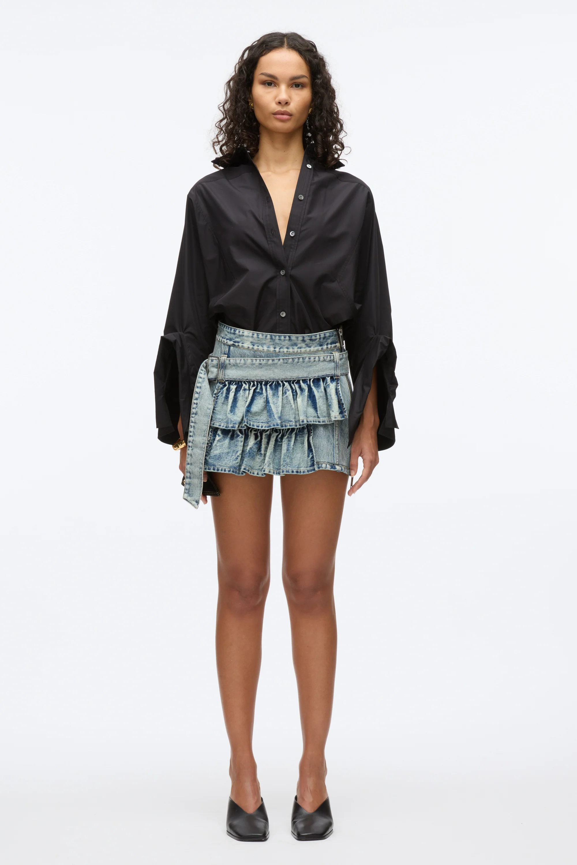 Ruffle Denim Mini Skirt - Image 4