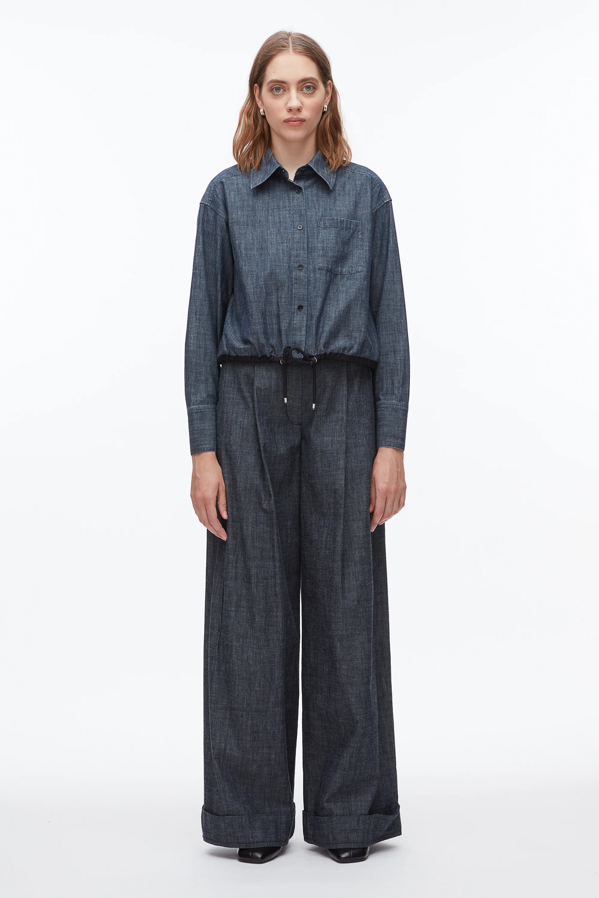 Cropped Chambray Shirt - Image 2