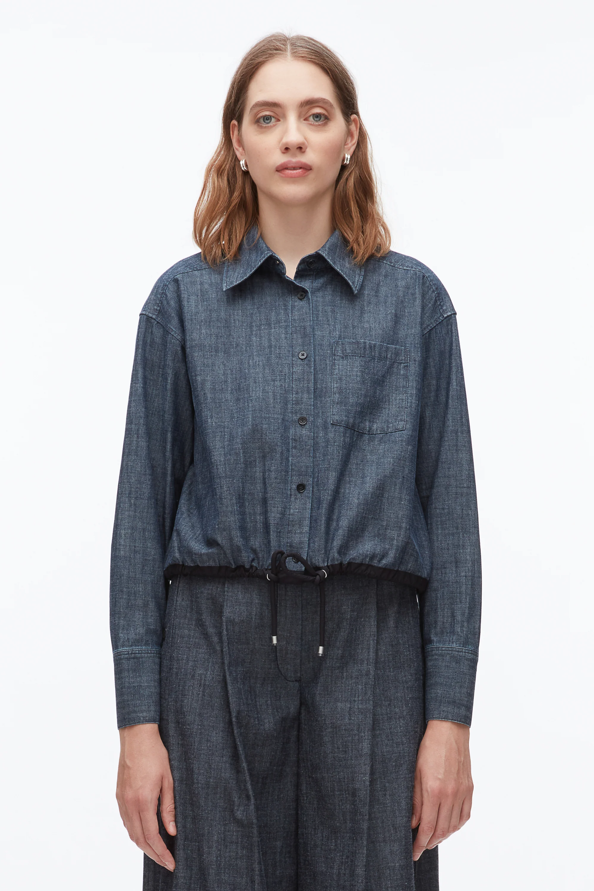 Cropped Chambray Shirt - Image 3