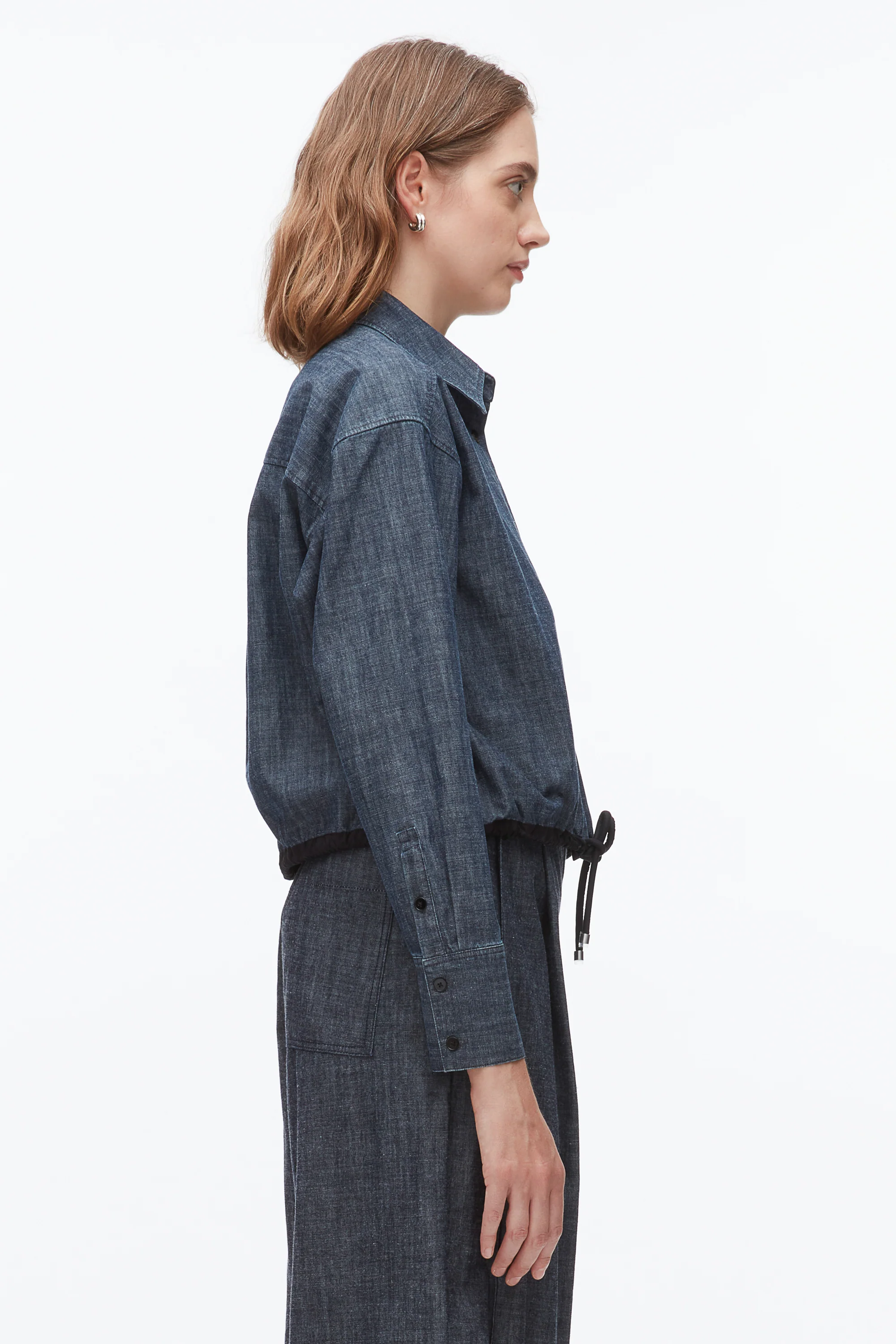 Cropped Chambray Shirt - Image 4