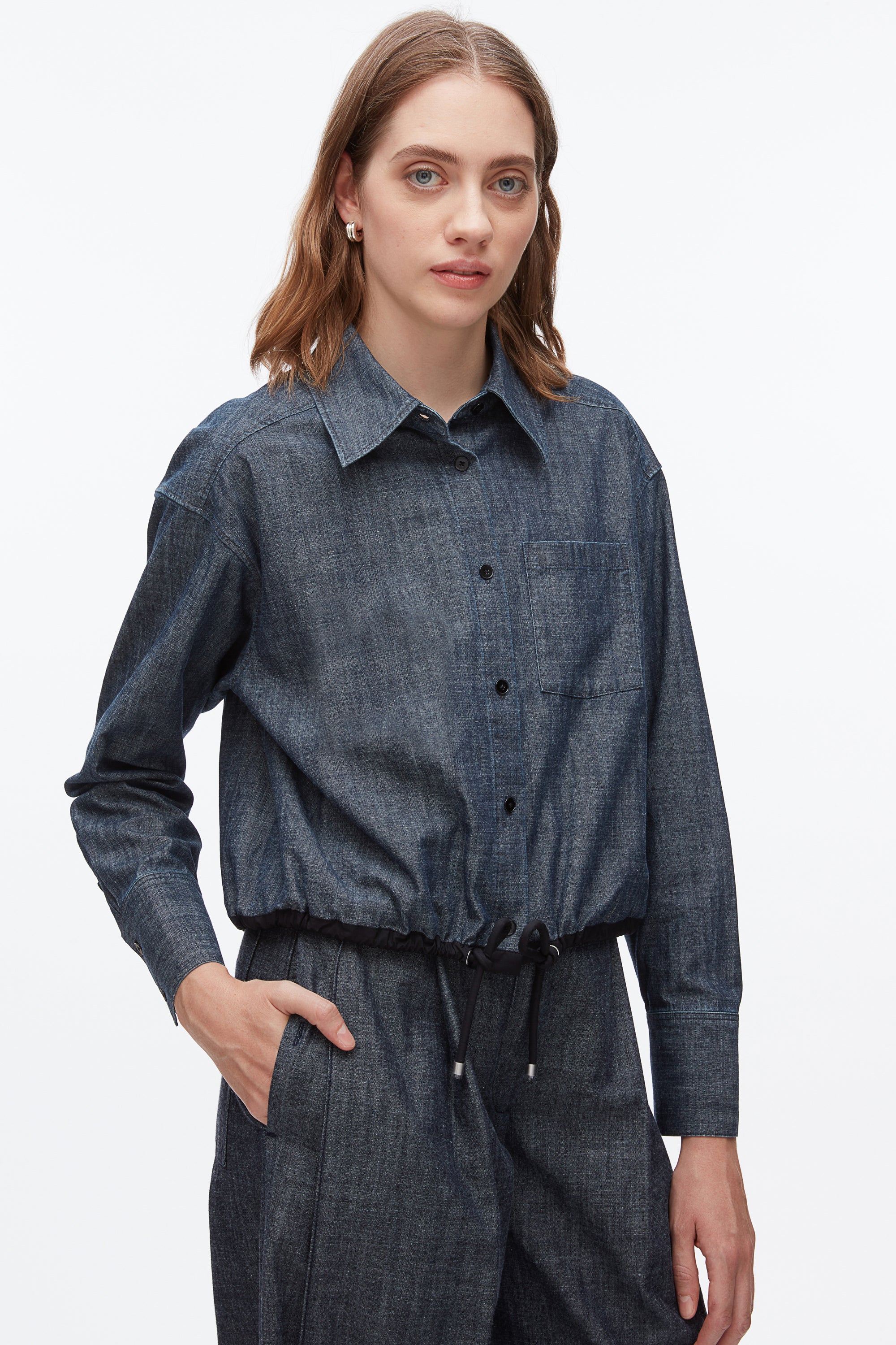 Cropped Chambray Shirt - Image 6