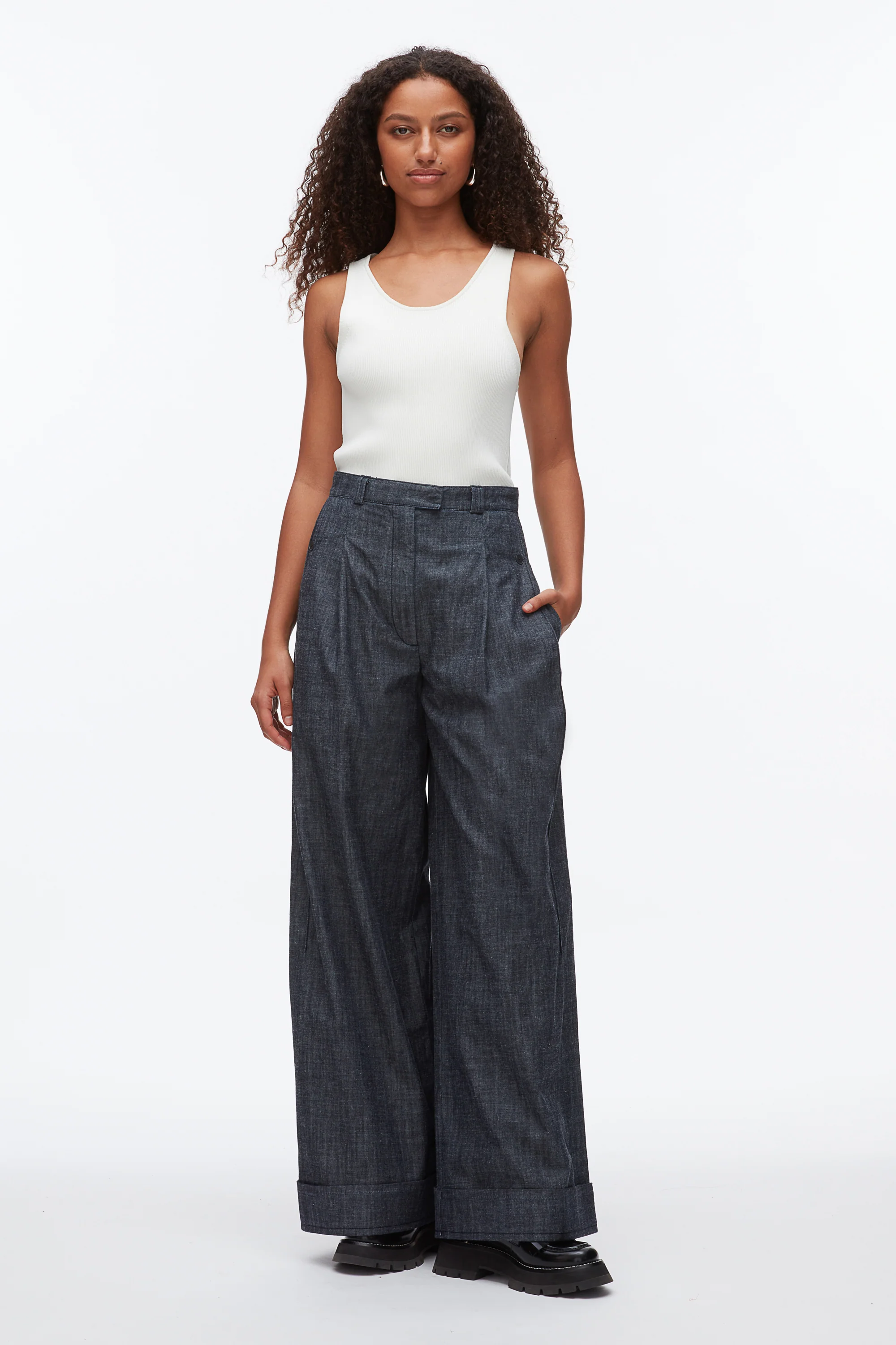 Double Pleat Wide Leg Pant