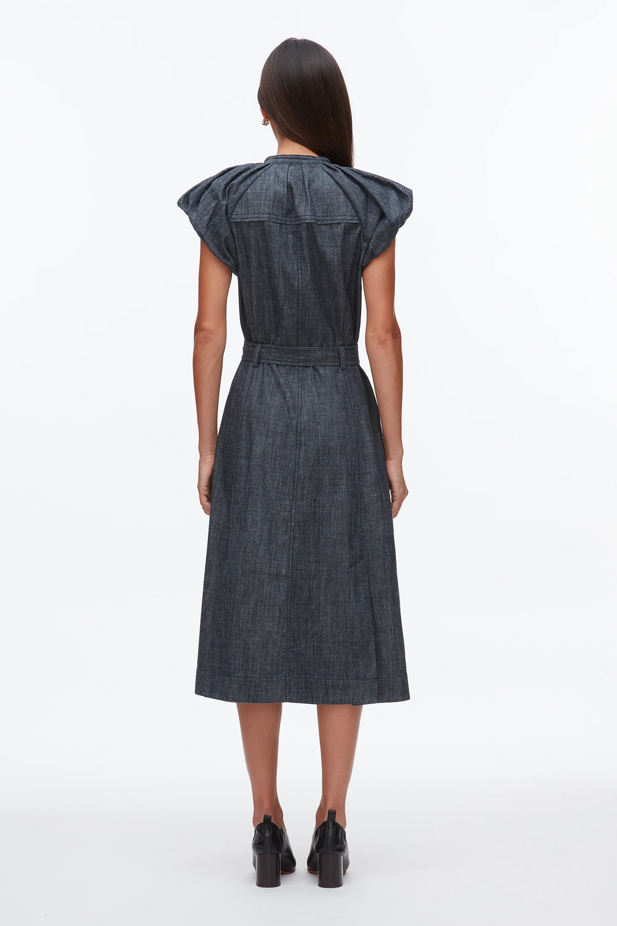 Denim Puff Sleeve Dress - Image 4