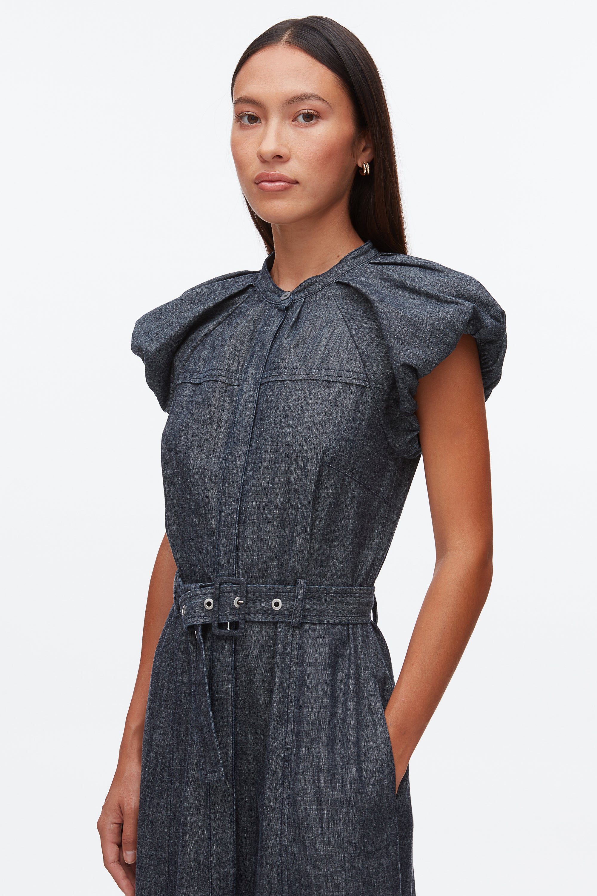 Denim Puff Sleeve Dress - Image 5