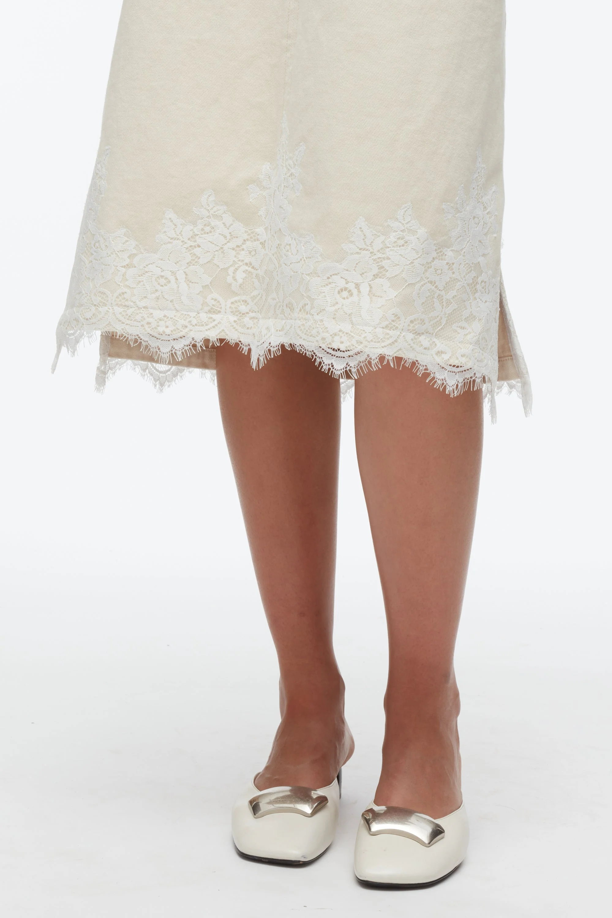 Denim Slip Dress With Lace - Image 4
