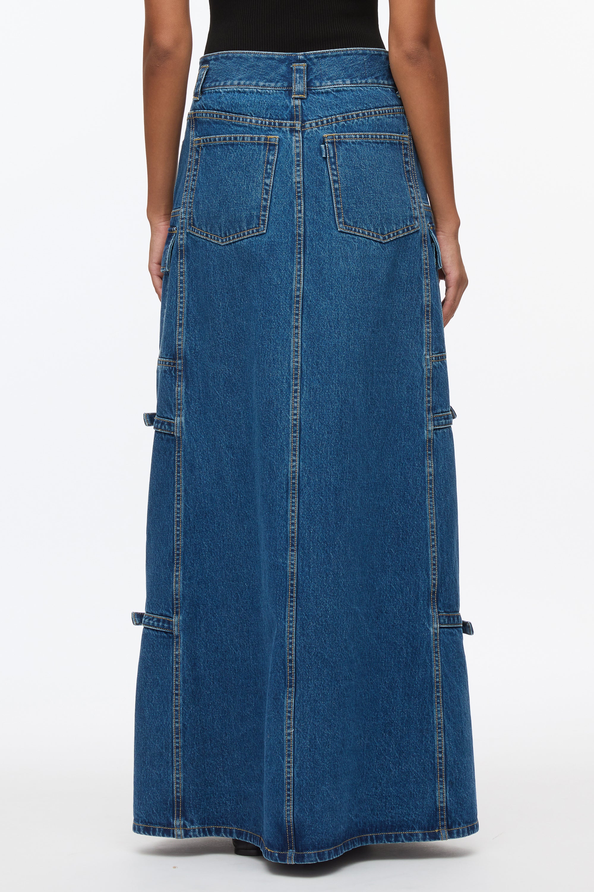 Denim Cargo Maxi Skirt - Image 5