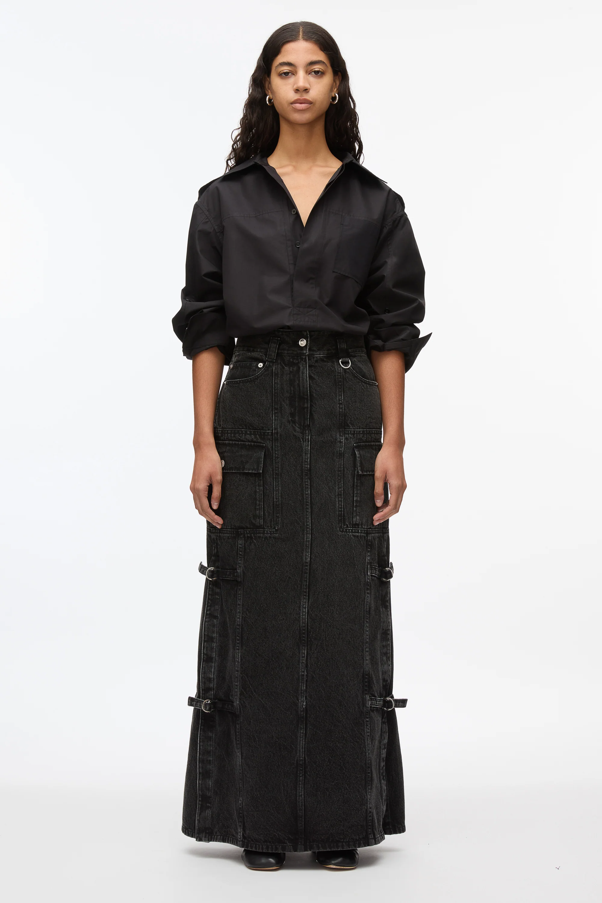 Denim Cargo Maxi Skirt - Image 2