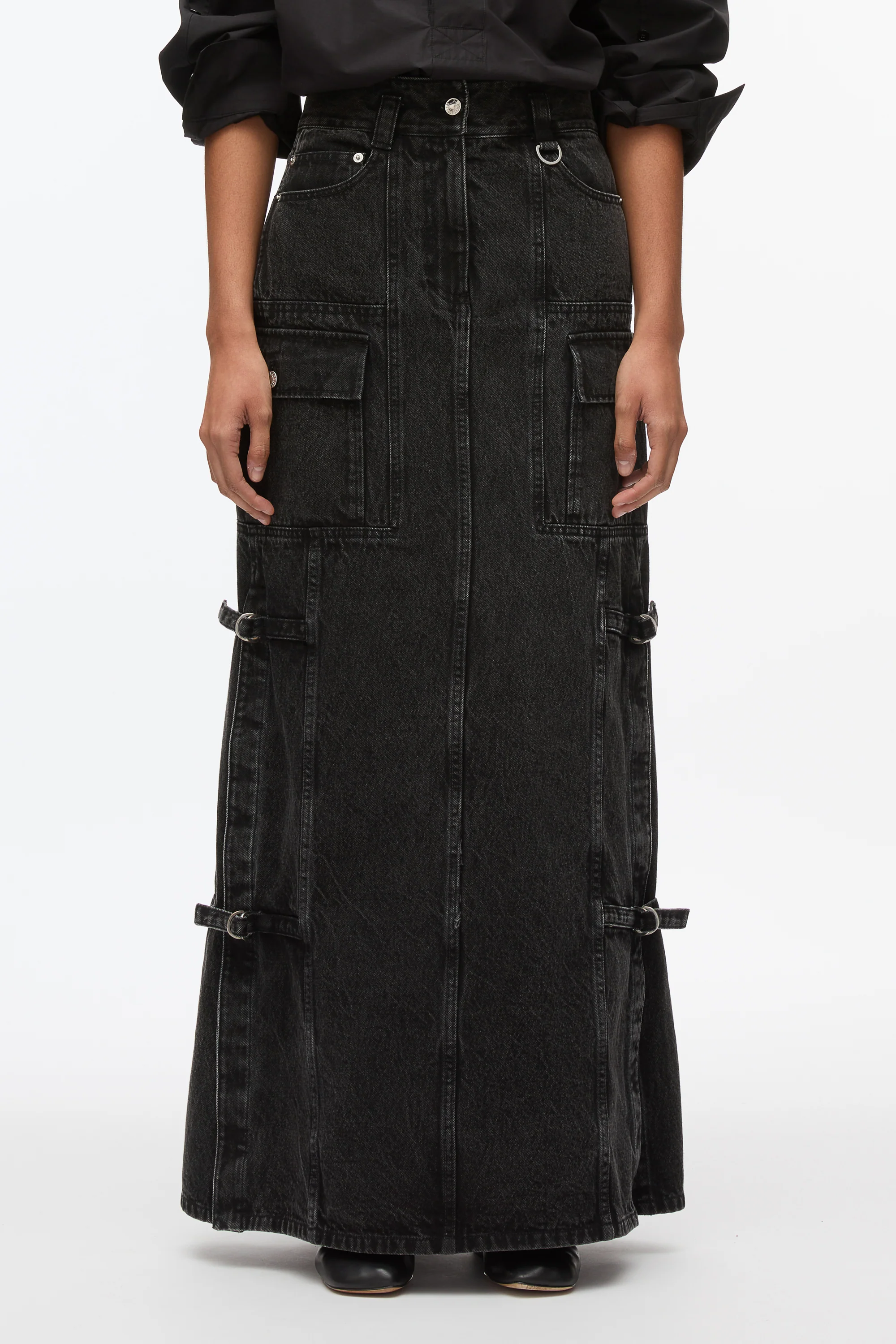 Denim Cargo Maxi Skirt - Image 3