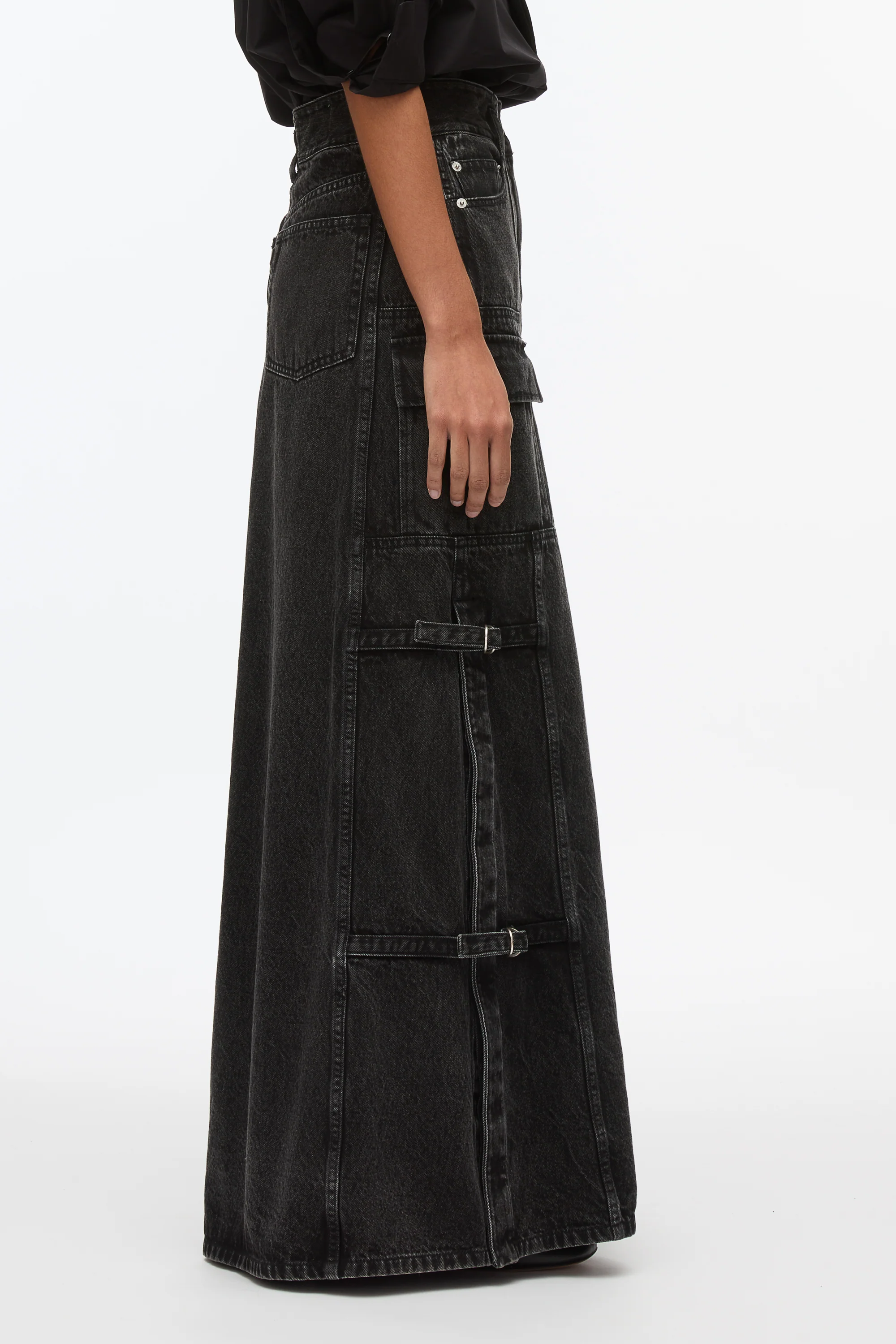 Denim Cargo Maxi Skirt - Image 4