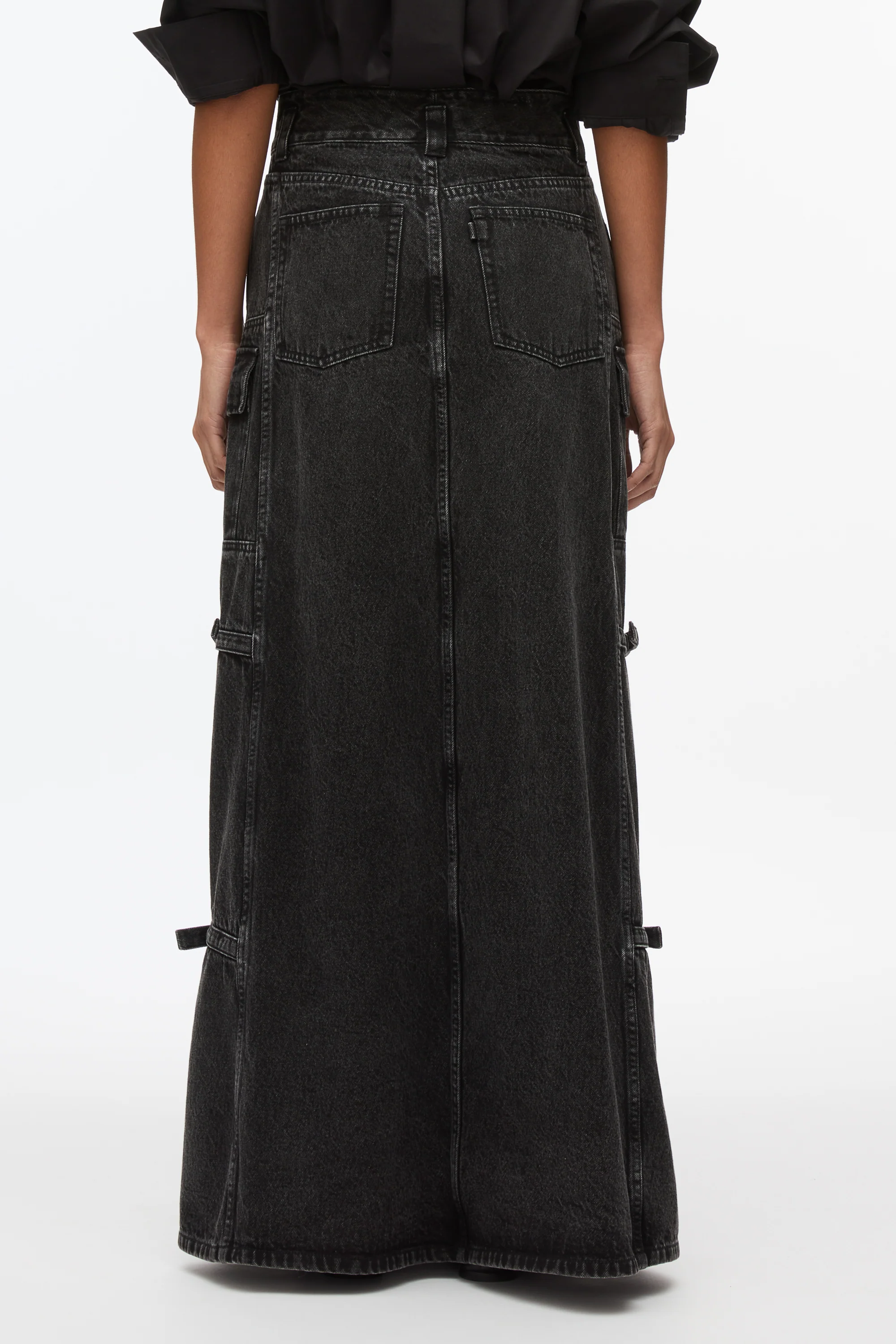 Denim Cargo Maxi Skirt - Image 5