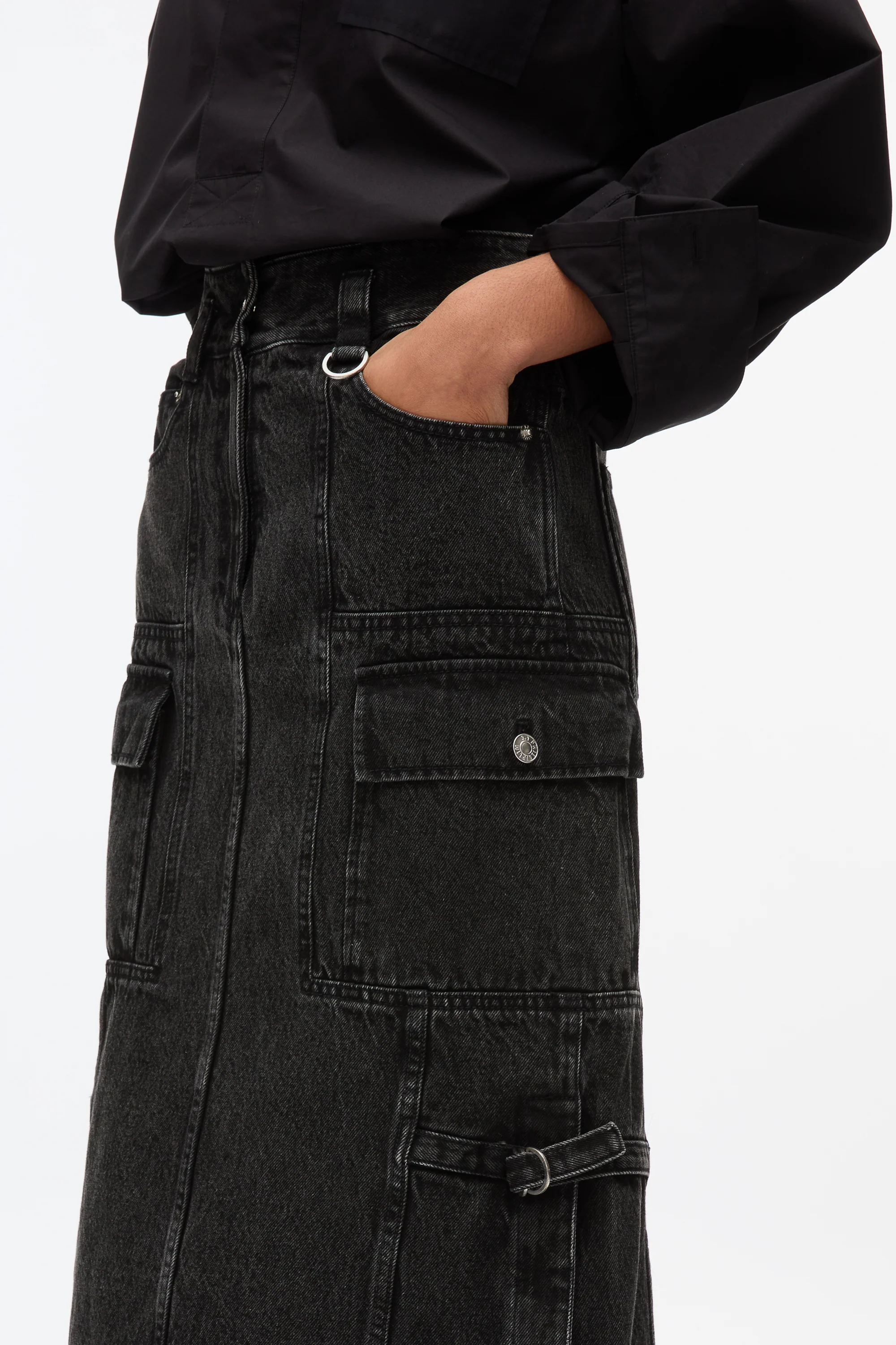 Denim Cargo Maxi Skirt - Image 6