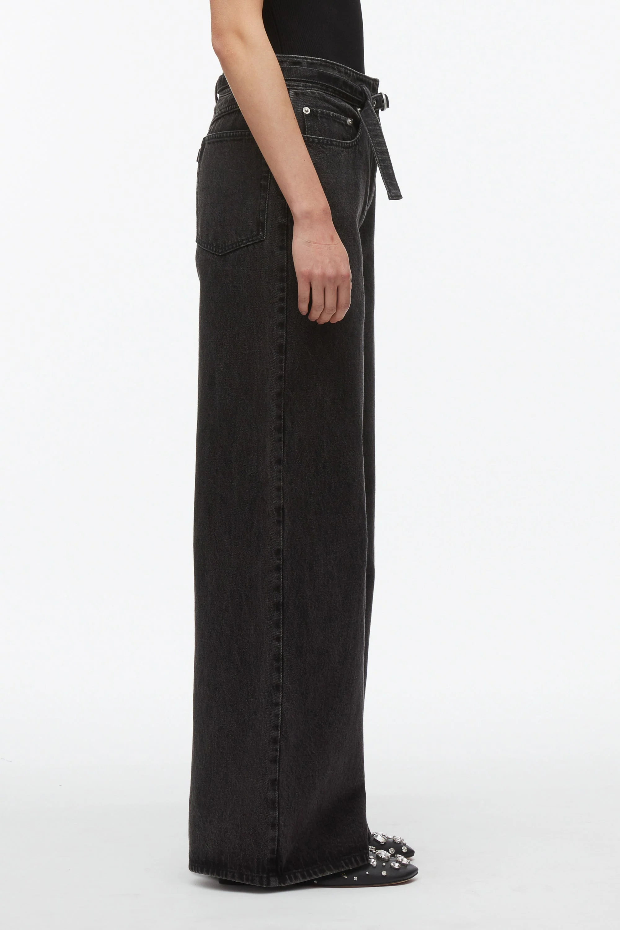 Wide Leg Belted Jeans - Image 4