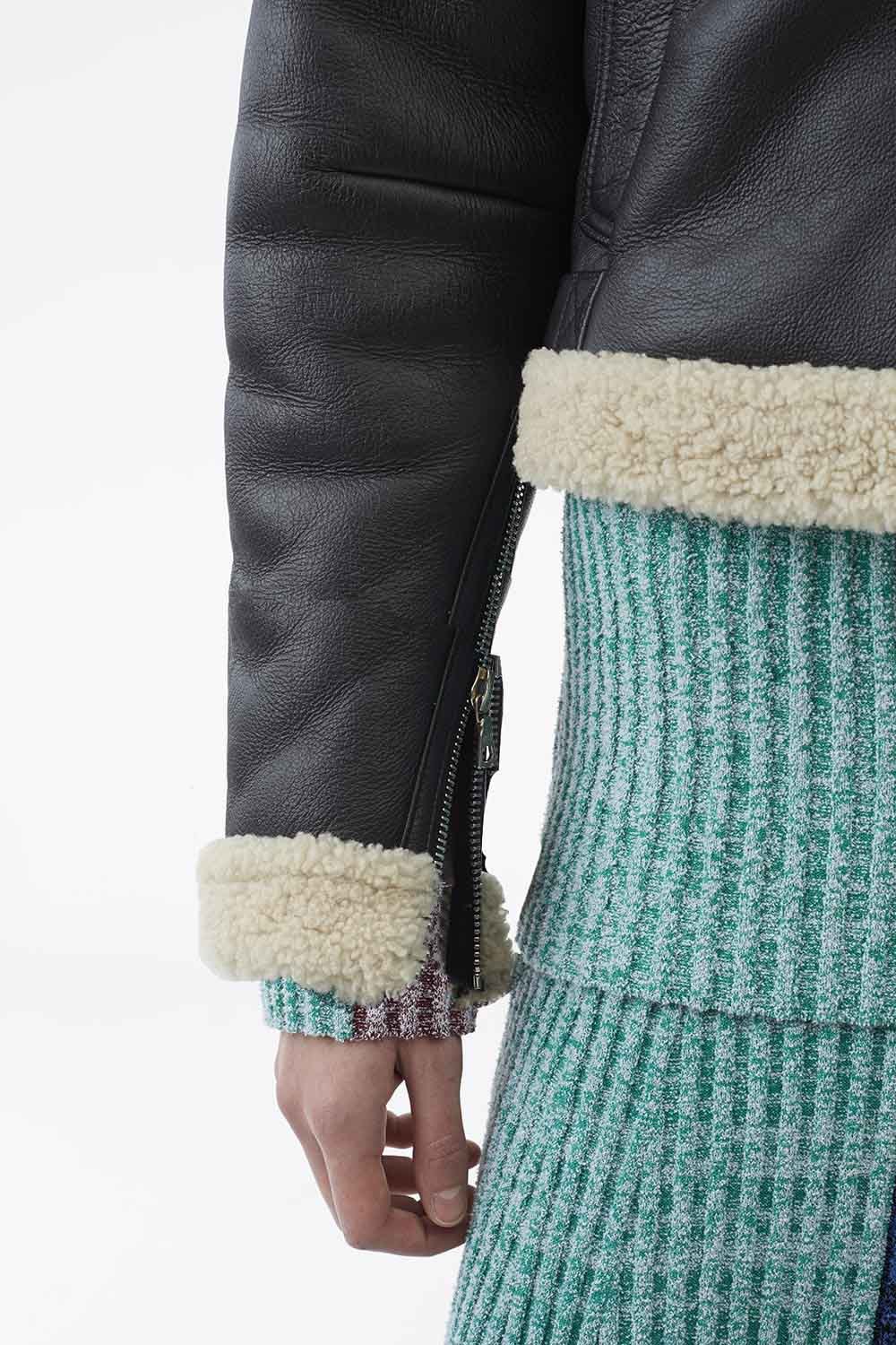 Dolman Aviator Style Shearling Bomber - Image 4