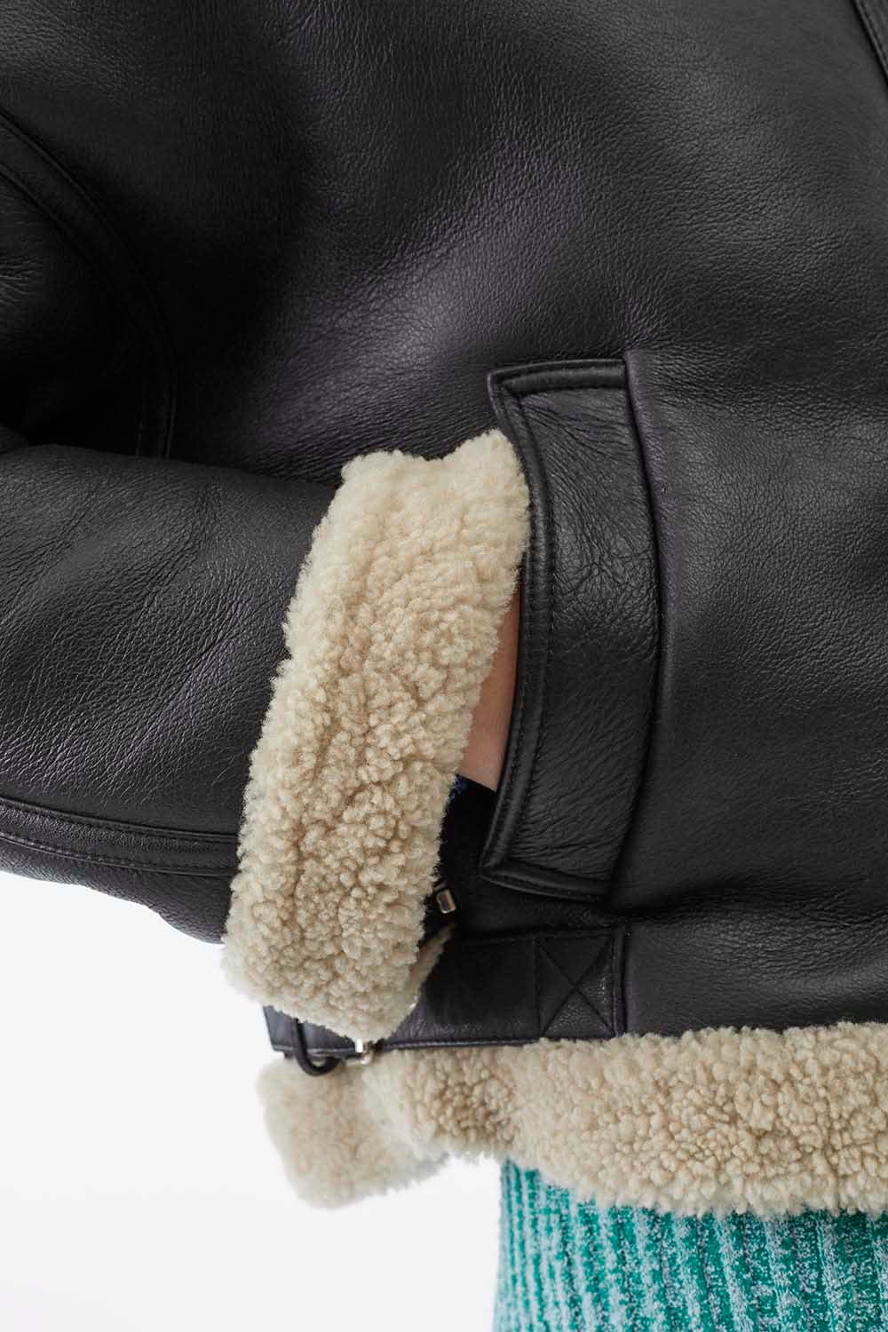 Dolman Aviator Style Shearling Bomber - Image 5