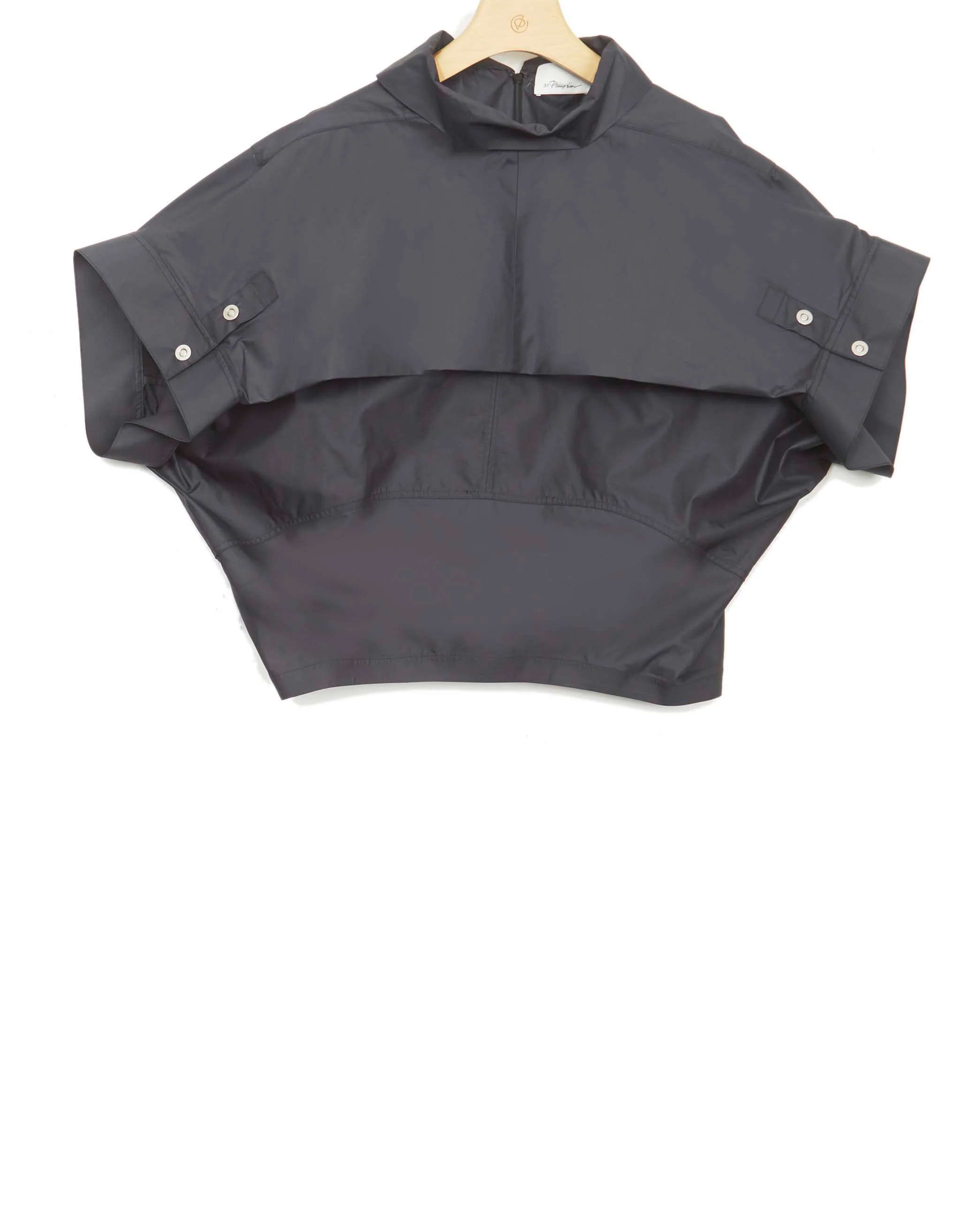 Dolman Sleeve Top With Foldover Collar