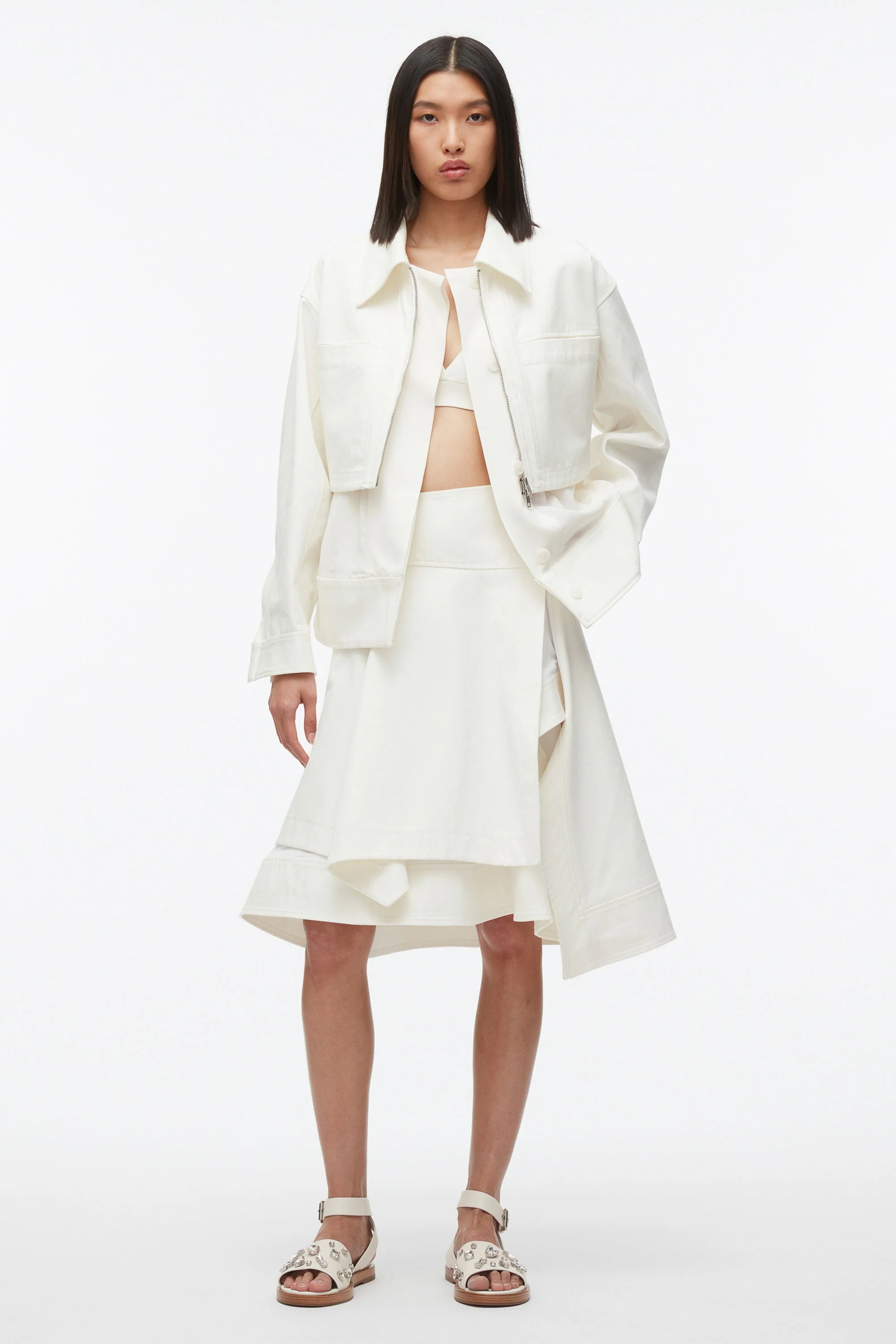 Double Belted Flounce Utility Jacket
