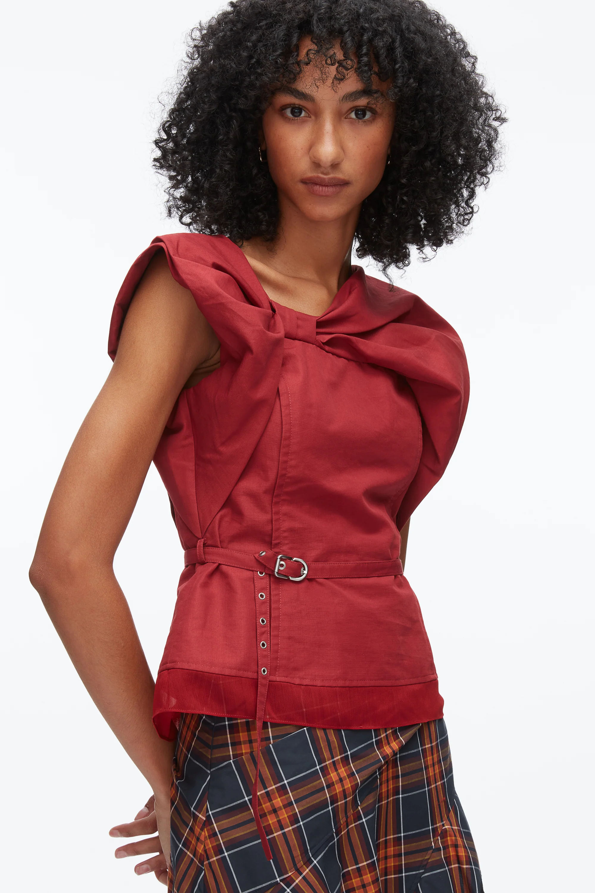 Draped Bow Belted Shell Top - Image 12