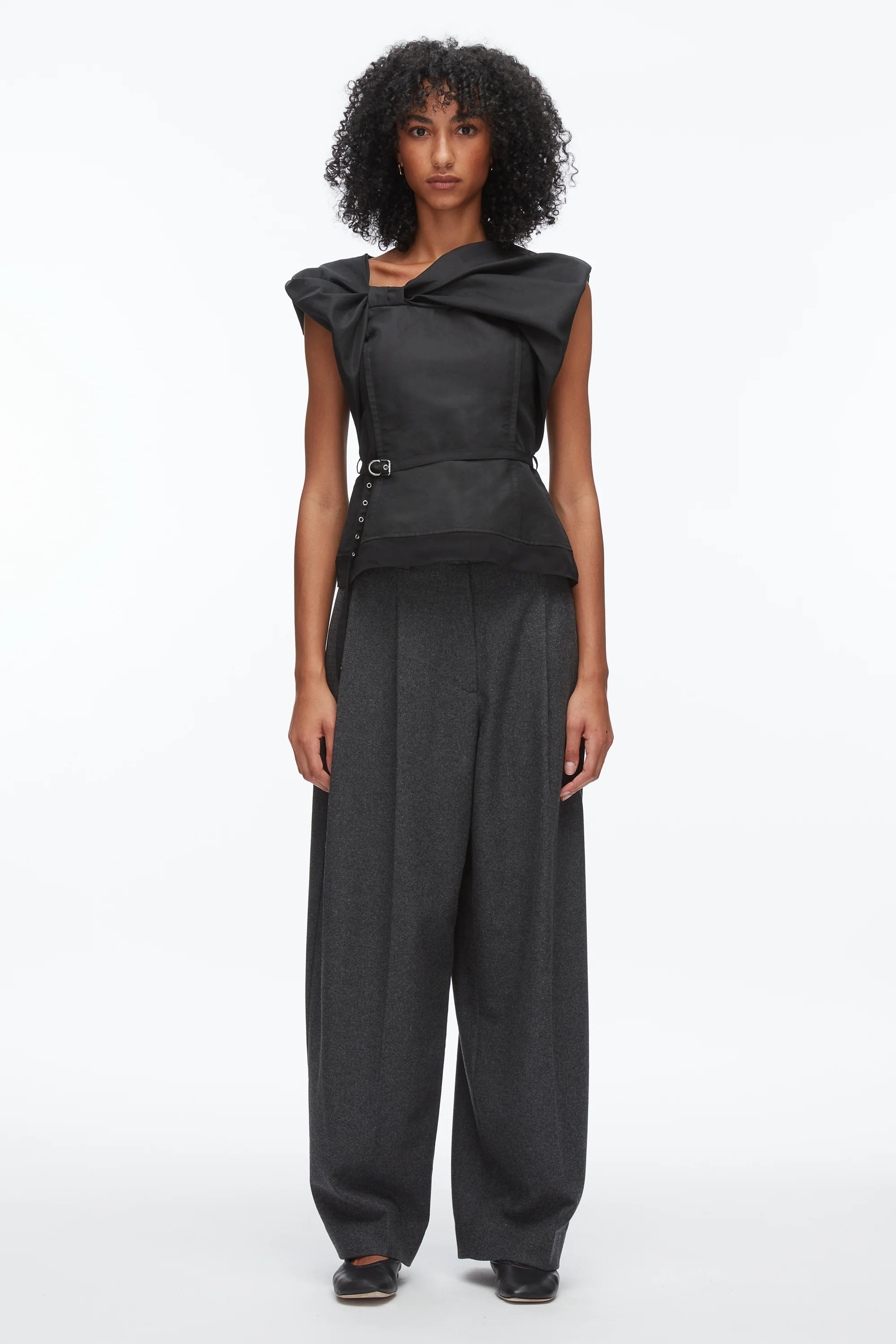 Draped Bow Belted Shell Top - Image 2