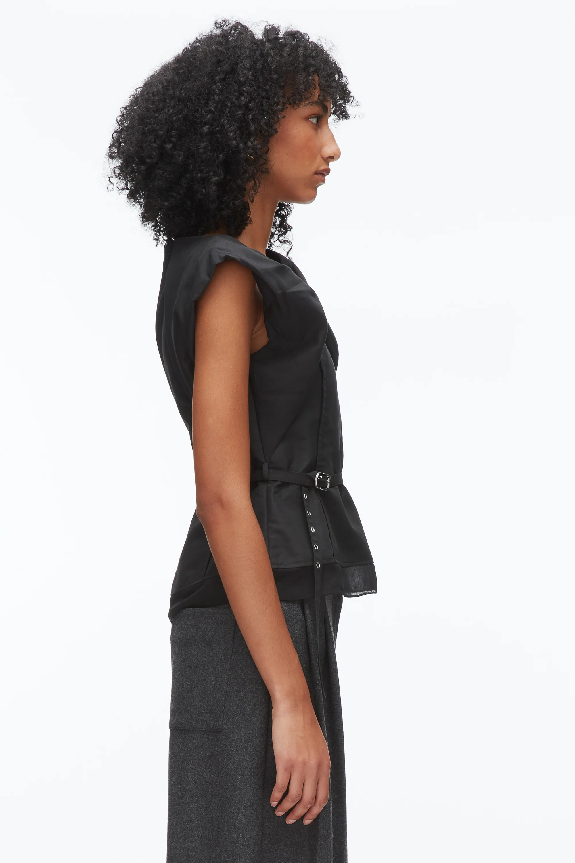 Draped Bow Belted Shell Top - Image 3