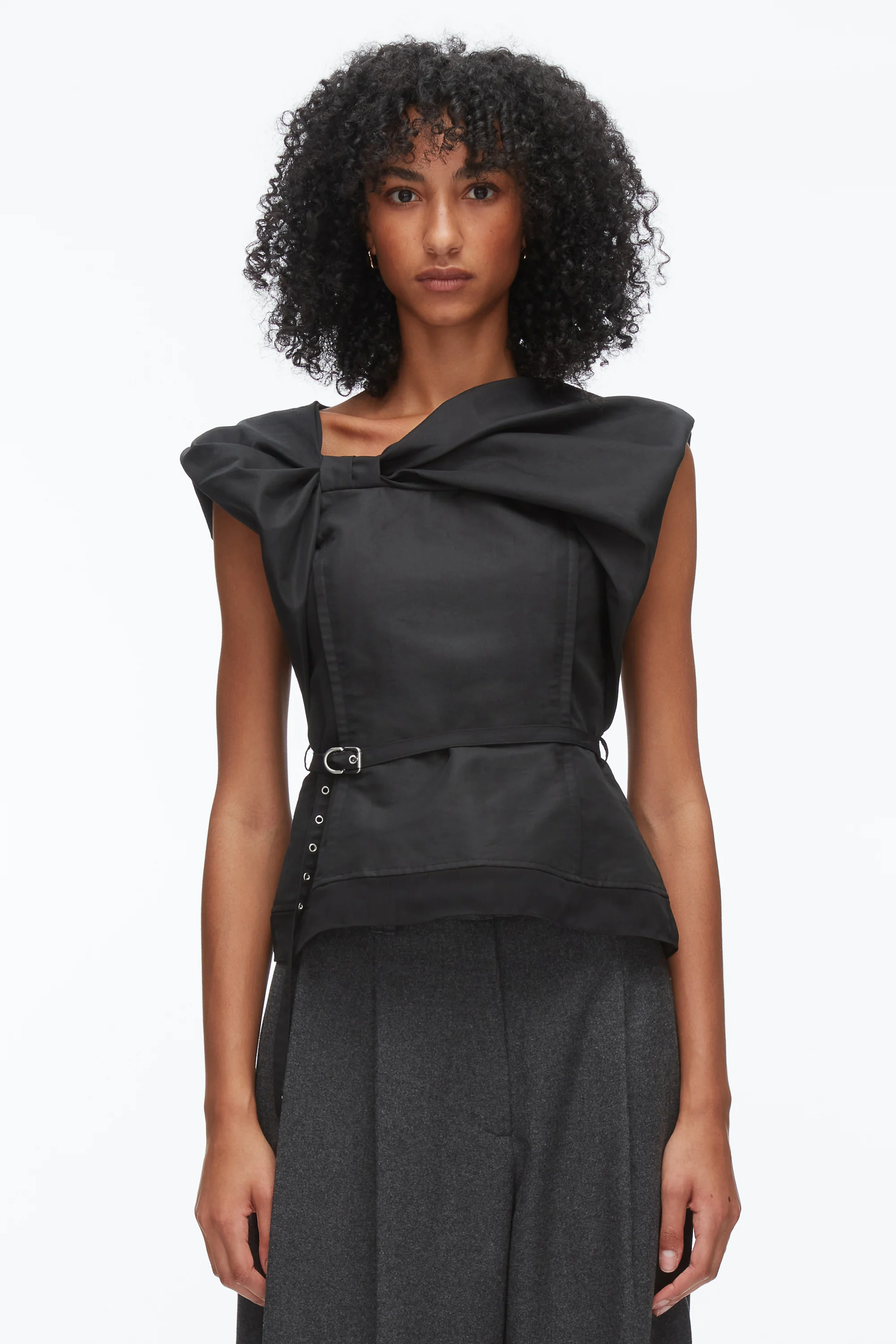 Draped Bow Belted Shell Top - Image 4